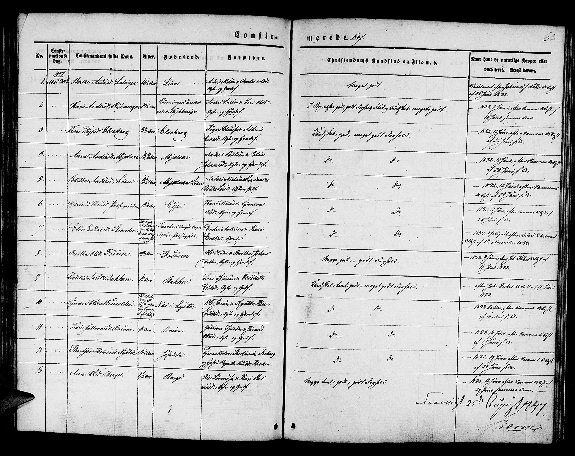 Jostedal sokneprestembete, AV/SAB-A-80601/H/Haa/Haaa/L0004: Parish register (official) no. A 4, 1837-1848, p. 62