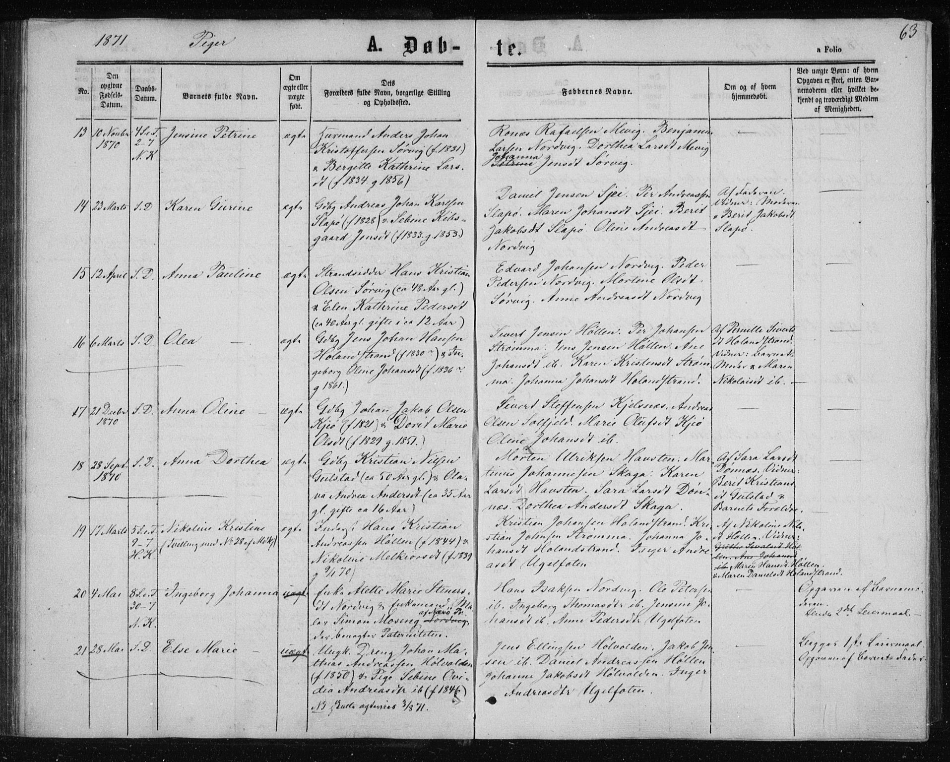 Ministerialprotokoller, klokkerbøker og fødselsregistre - Nordland, AV/SAT-A-1459/834/L0505: Parish register (official) no. 834A03, 1862-1871, p. 63