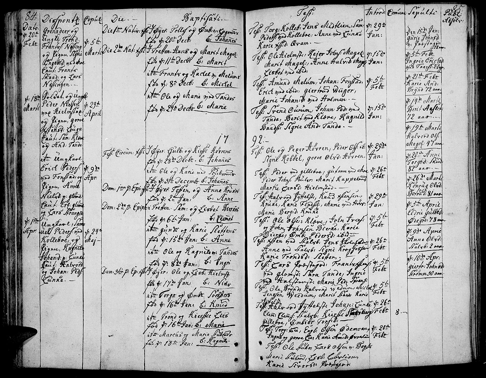 Øyer prestekontor, SAH/PREST-084/H/Ha/Haa/L0003: Parish register (official) no. 3, 1784-1824, p. 84-85