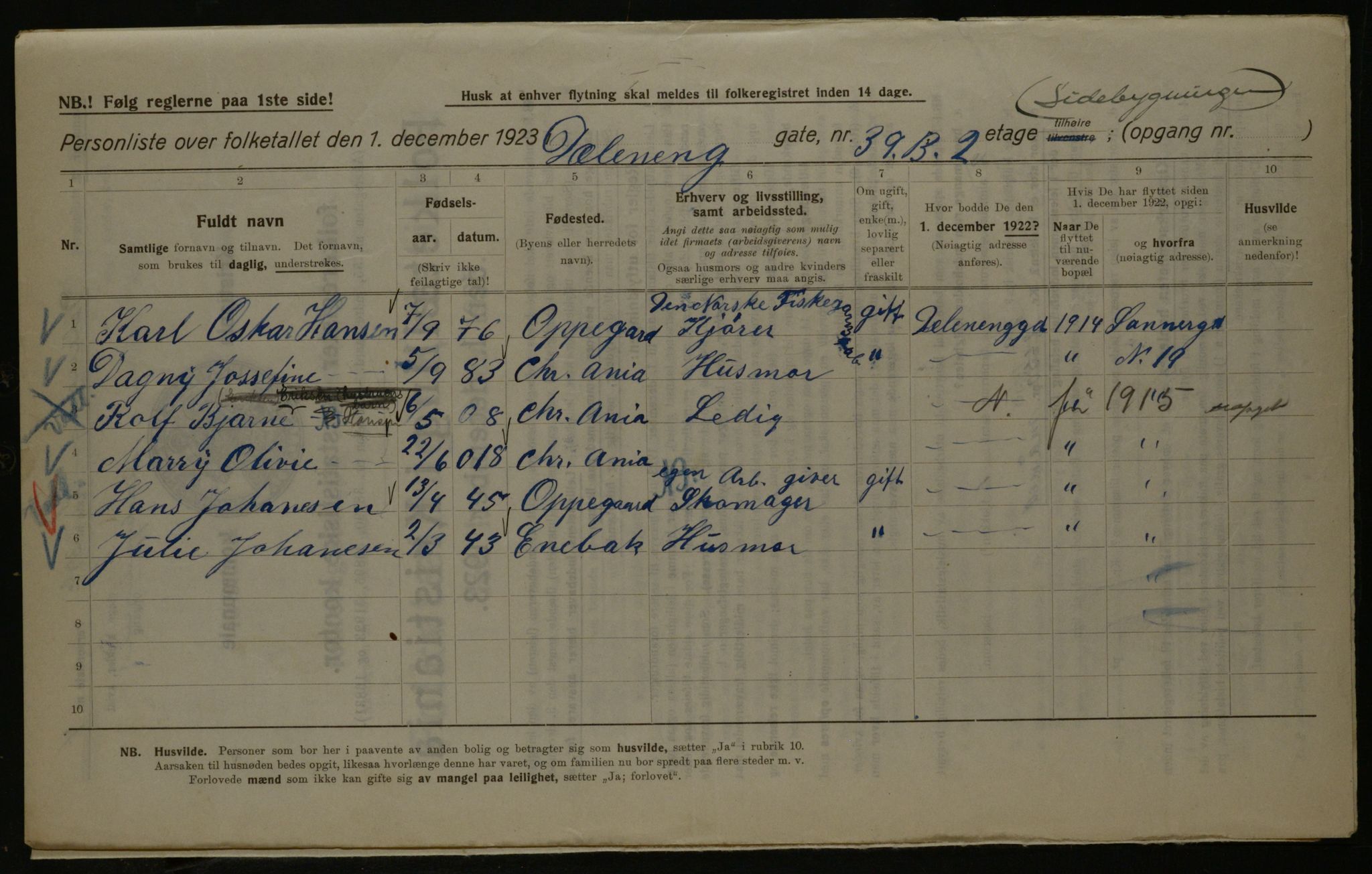 OBA, Municipal Census 1923 for Kristiania, 1923, p. 19977