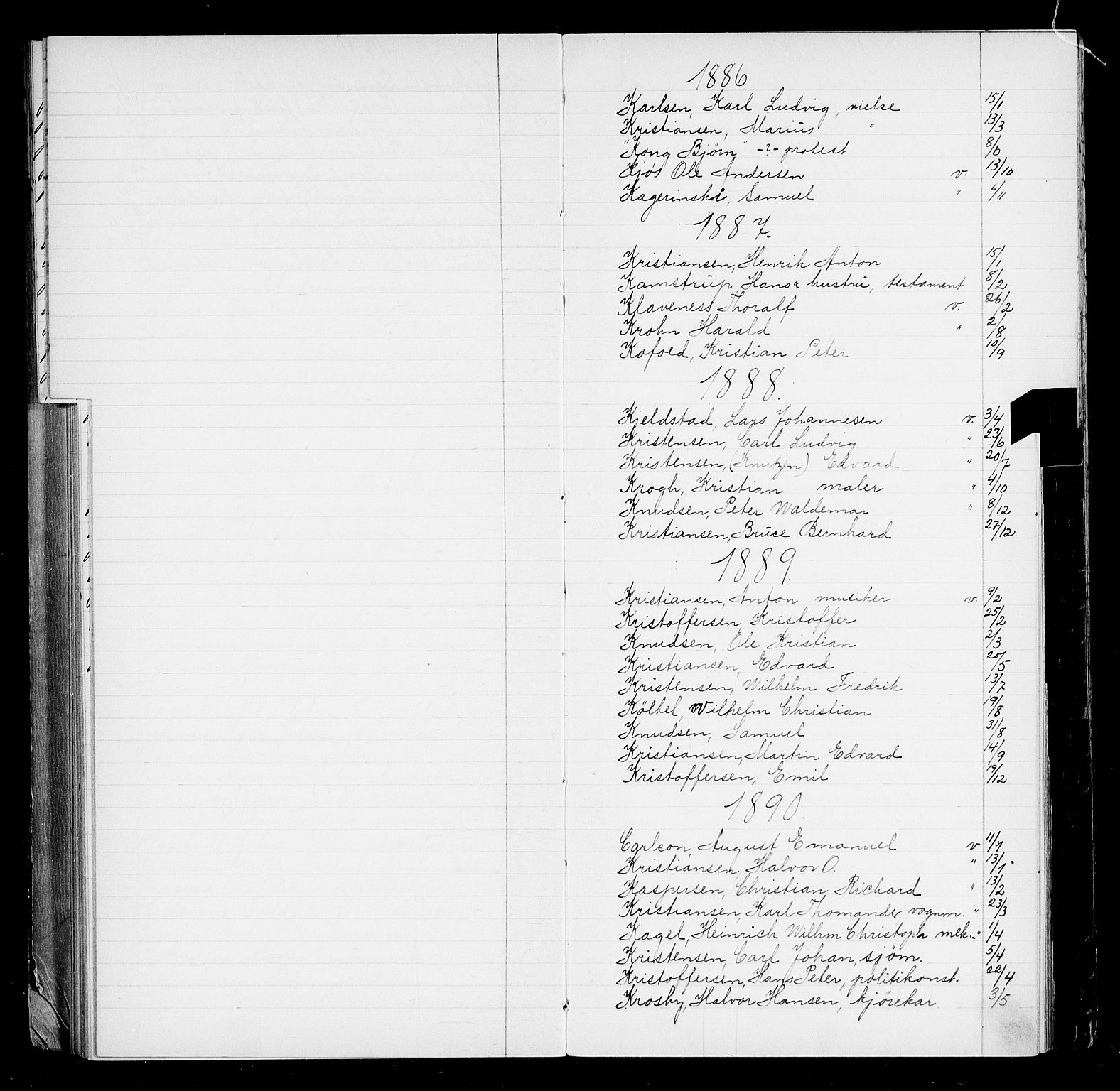 Oslo byfogd avd. I, AV/SAO-A-10220/L/La/L0001: Register - Vigsler og testamenter, 1886-1910, p. 61