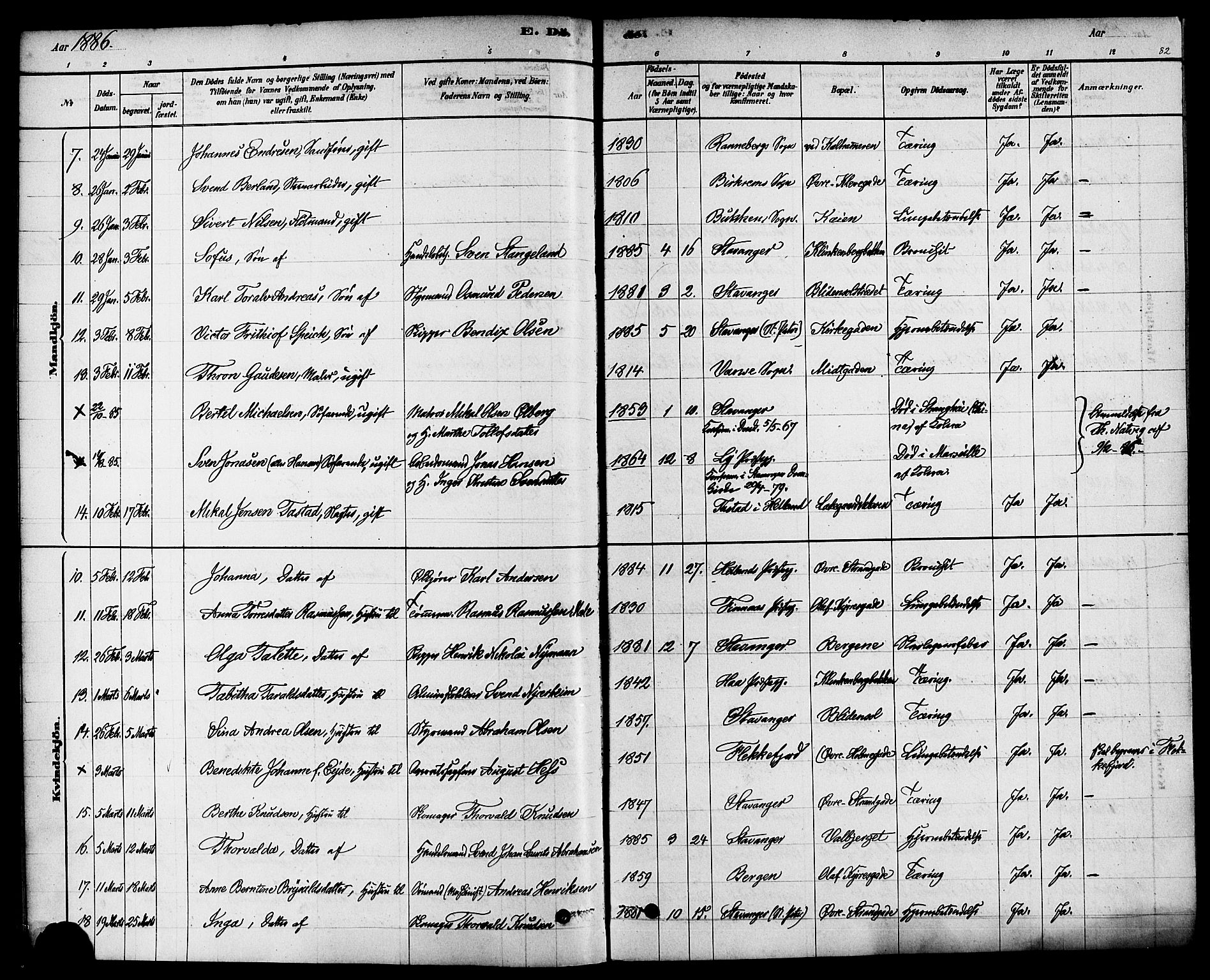 Domkirken sokneprestkontor, AV/SAST-A-101812/001/30/30BA/L0027: Parish register (official) no. A 26, 1878-1896, p. 82