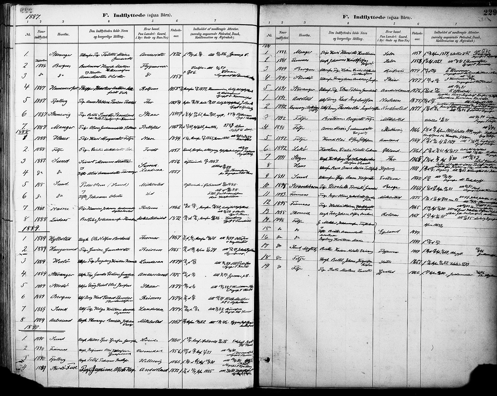 Tysnes sokneprestembete, SAB/A-78601/H/Haa: Parish register (official) no. D 1, 1887-1904, p. 229