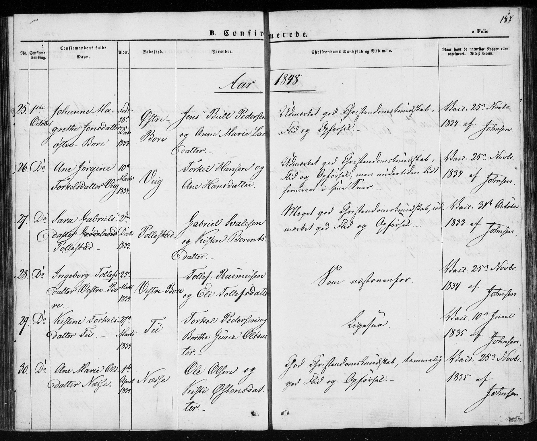 Klepp sokneprestkontor, AV/SAST-A-101803/001/3/30BA/L0004: Parish register (official) no. A 4, 1842-1852, p. 158