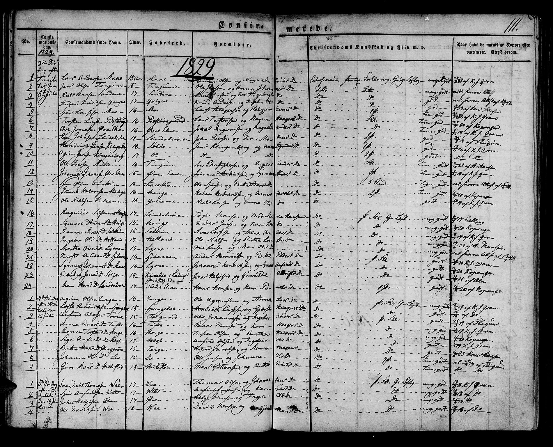 Lærdal sokneprestembete, SAB/A-81201: Parish register (official) no. A 5, 1822-1834, p. 111