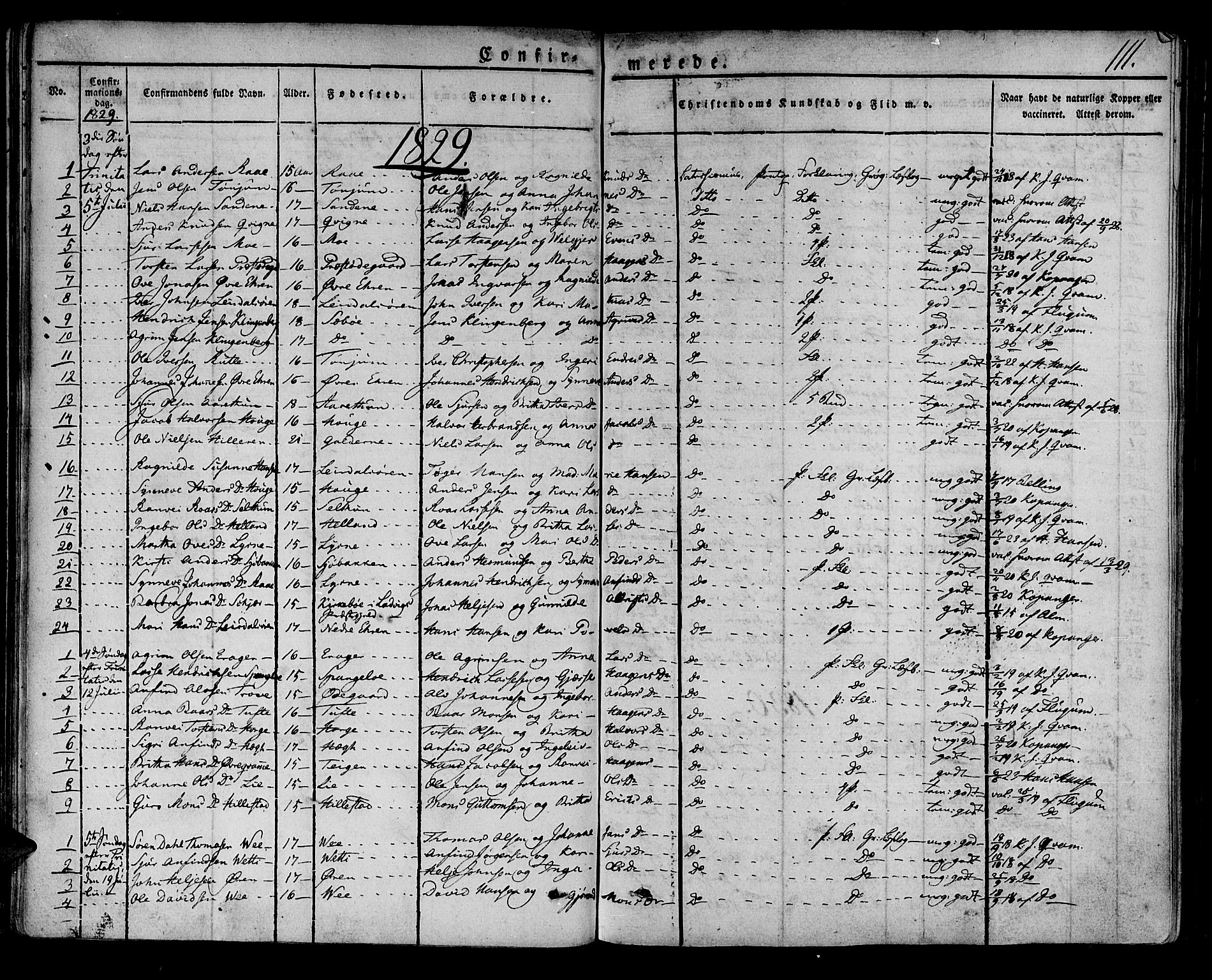 Lærdal sokneprestembete, AV/SAB-A-81201: Parish register (official) no. A 5, 1822-1834, p. 111