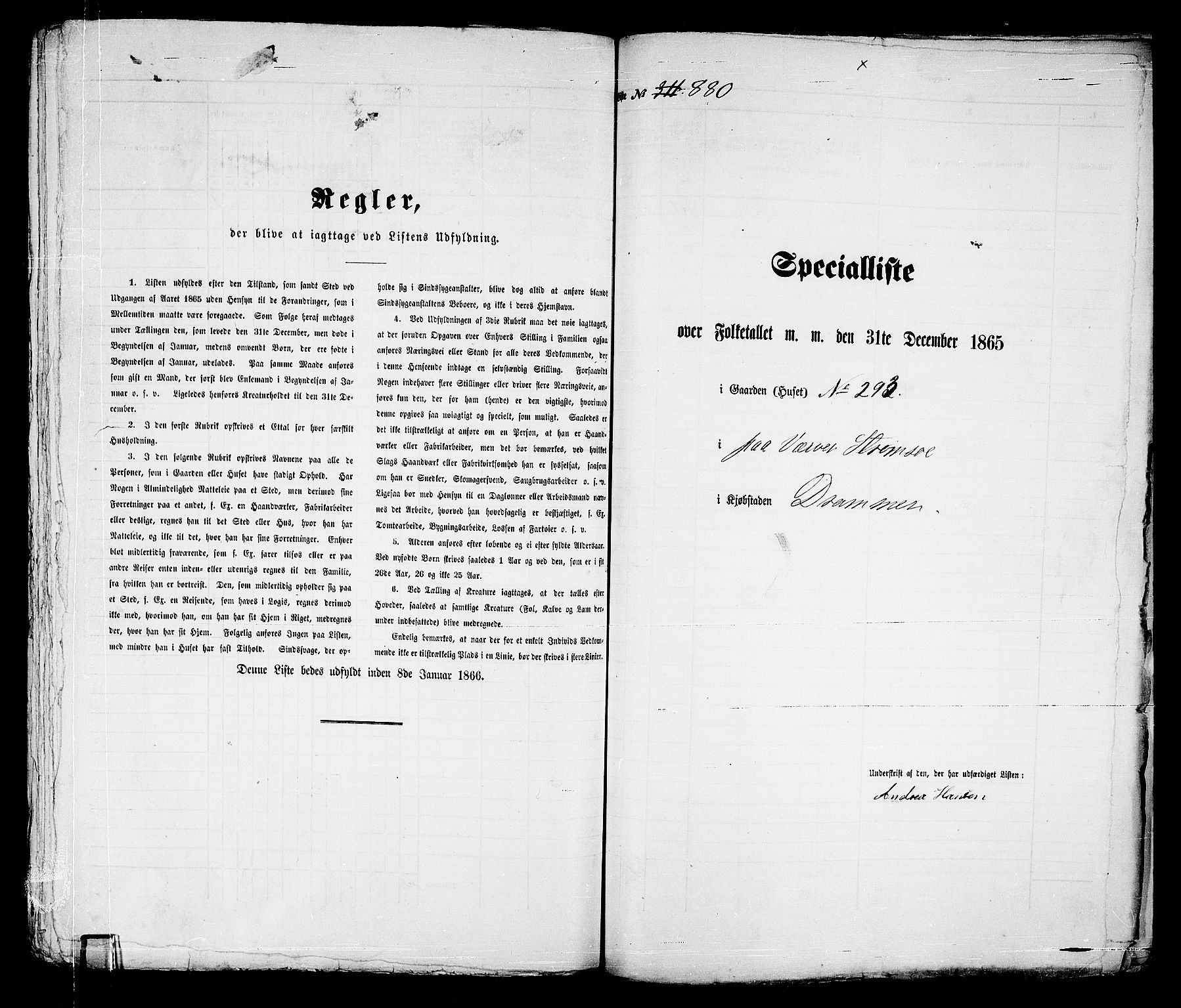 RA, 1865 census for Strømsø in Drammen, 1865, p. 575