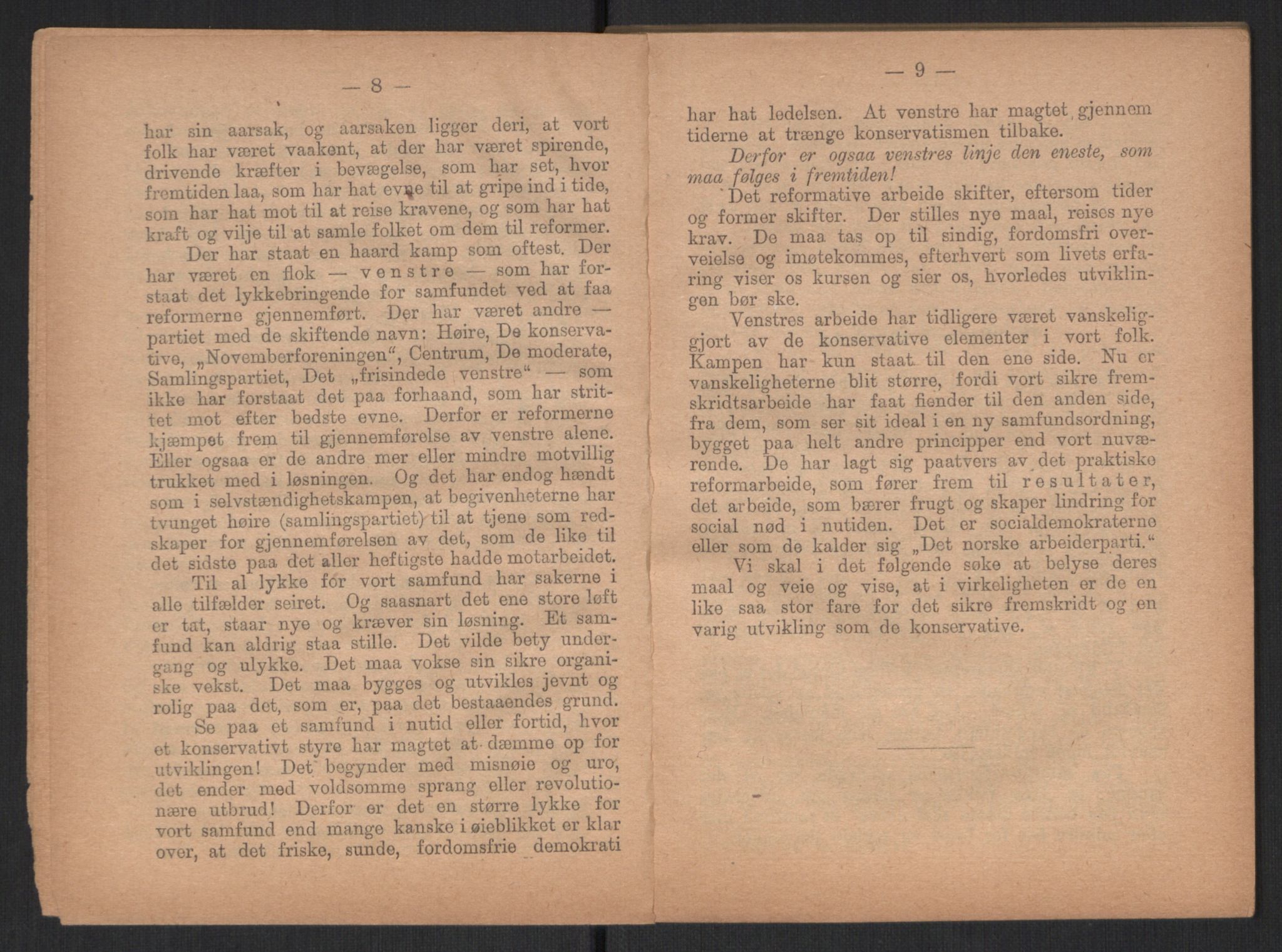 Venstres Hovedorganisasjon, RA/PA-0876/X/L0001: De eldste skrifter, 1860-1936, p. 868