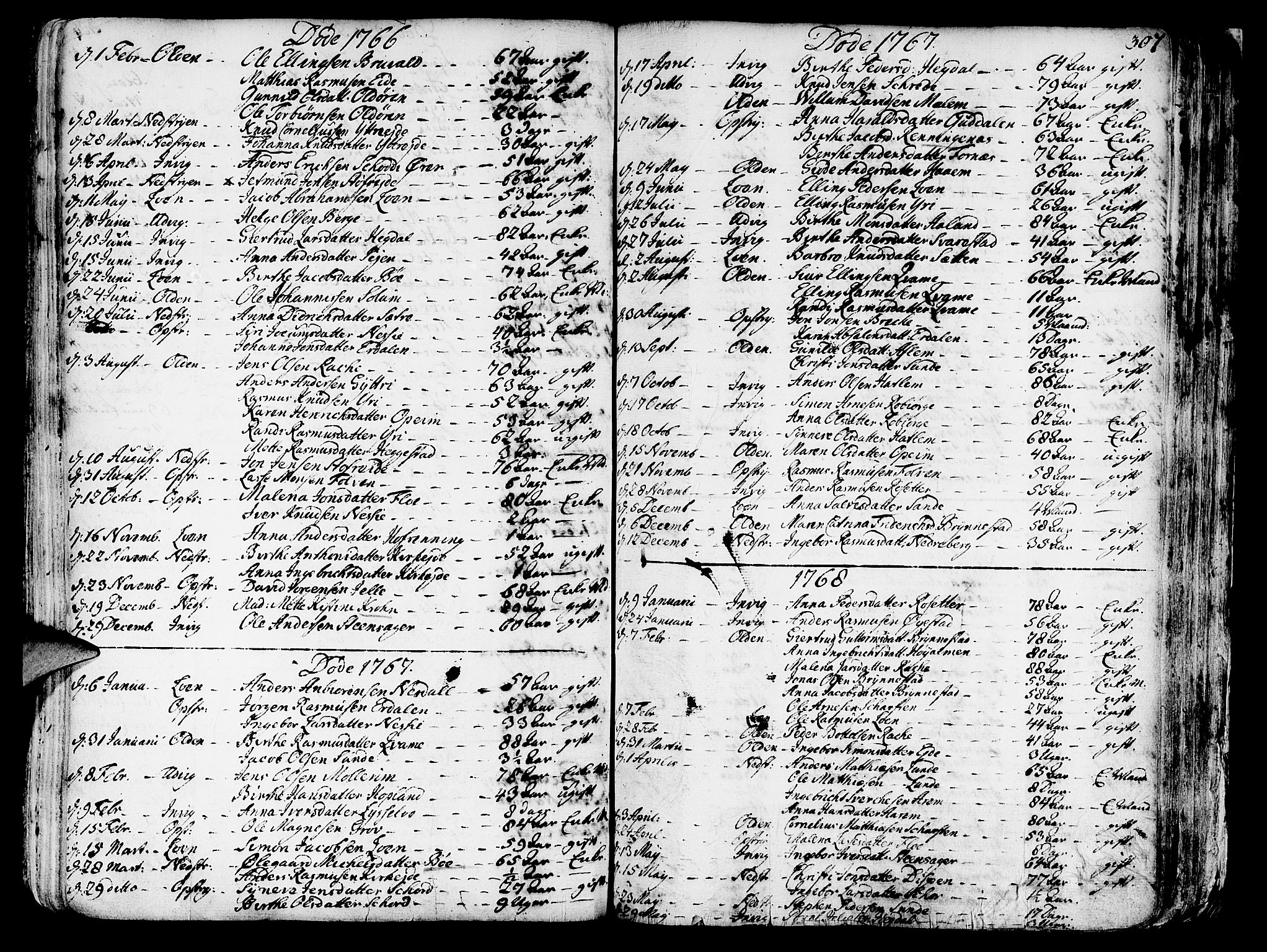Innvik sokneprestembete, SAB/A-80501: Parish register (official) no. A 1, 1750-1816, p. 307