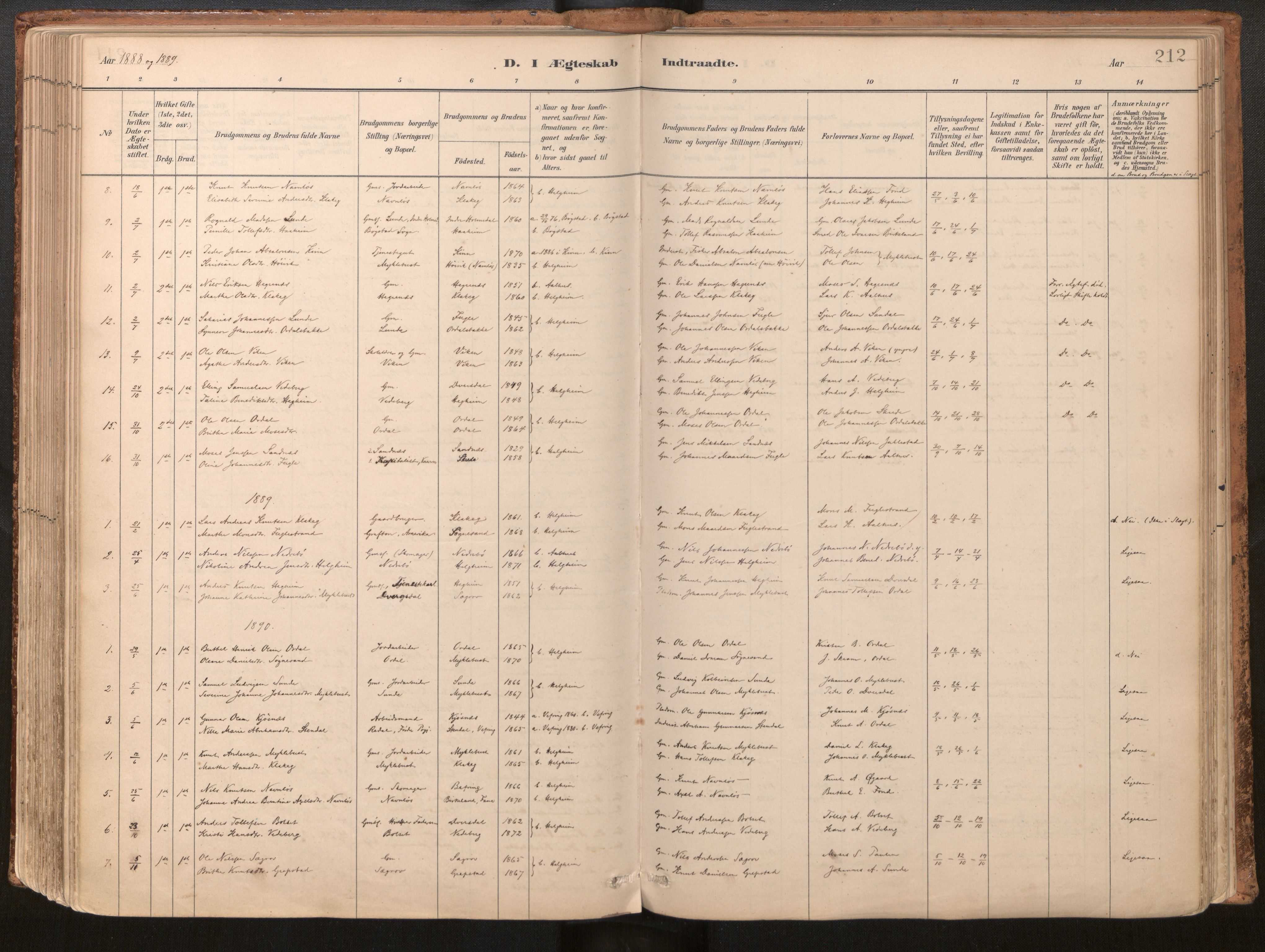 Jølster sokneprestembete, SAB/A-80701/H/Haa/Haac/L0001: Parish register (official) no. C 1, 1882-1928, p. 212