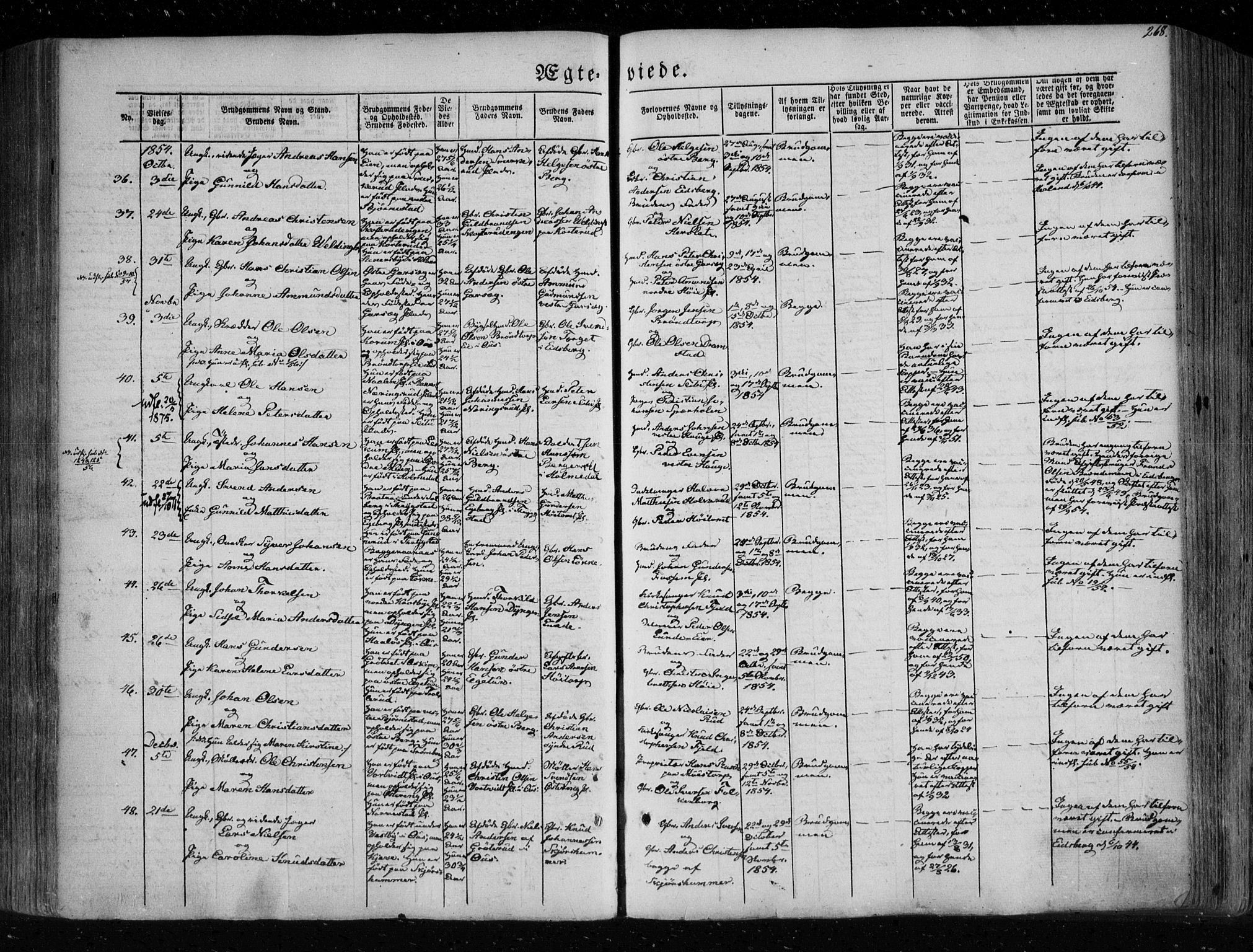 Eidsberg prestekontor Kirkebøker, SAO/A-10905/F/Fa/L0009: Parish register (official) no. I 9, 1849-1856, p. 268
