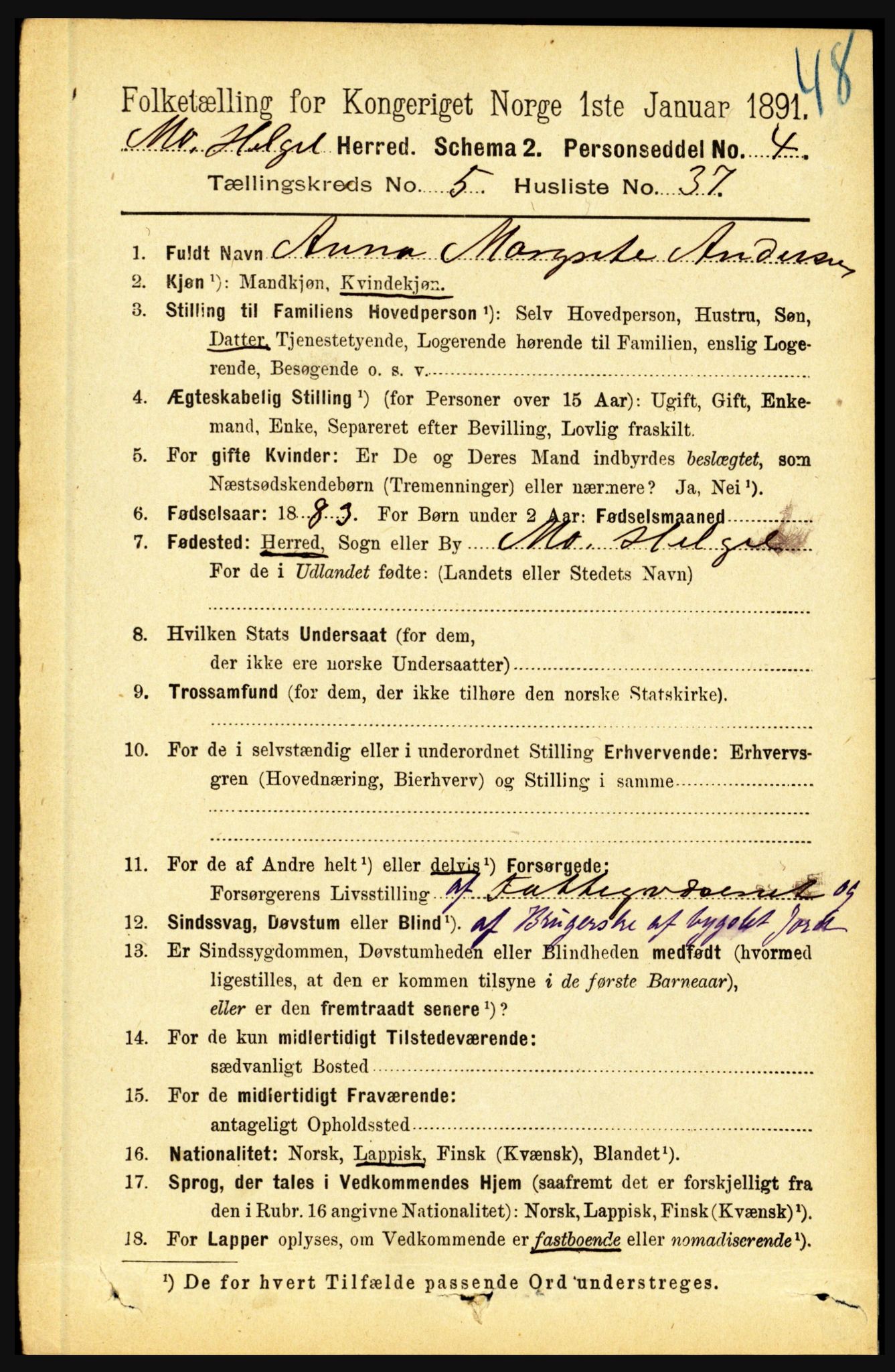 RA, 1891 census for 1833 Mo, 1891, p. 2162