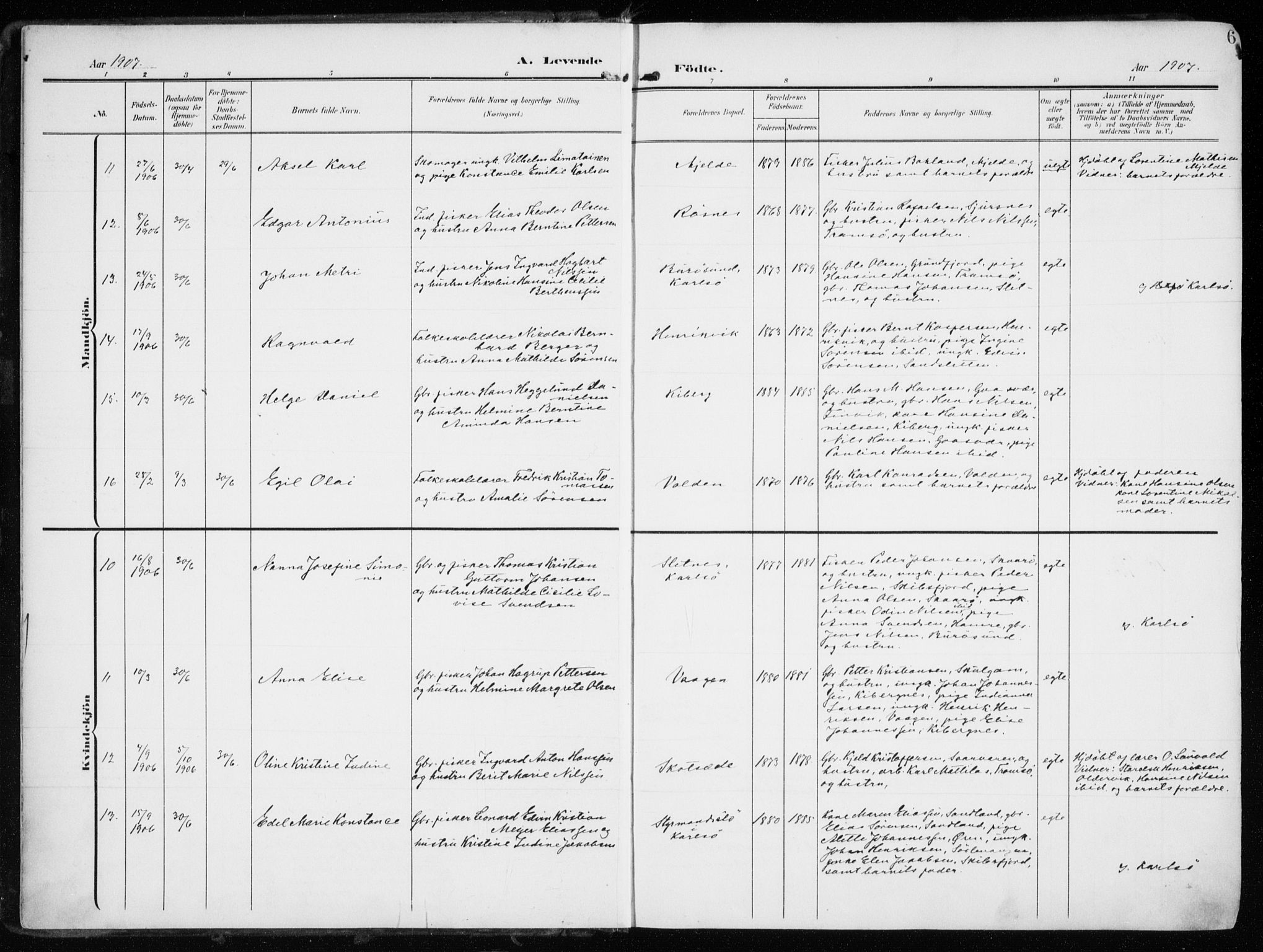 Tromsøysund sokneprestkontor, SATØ/S-1304/G/Ga/L0007kirke: Parish register (official) no. 7, 1907-1914, p. 6