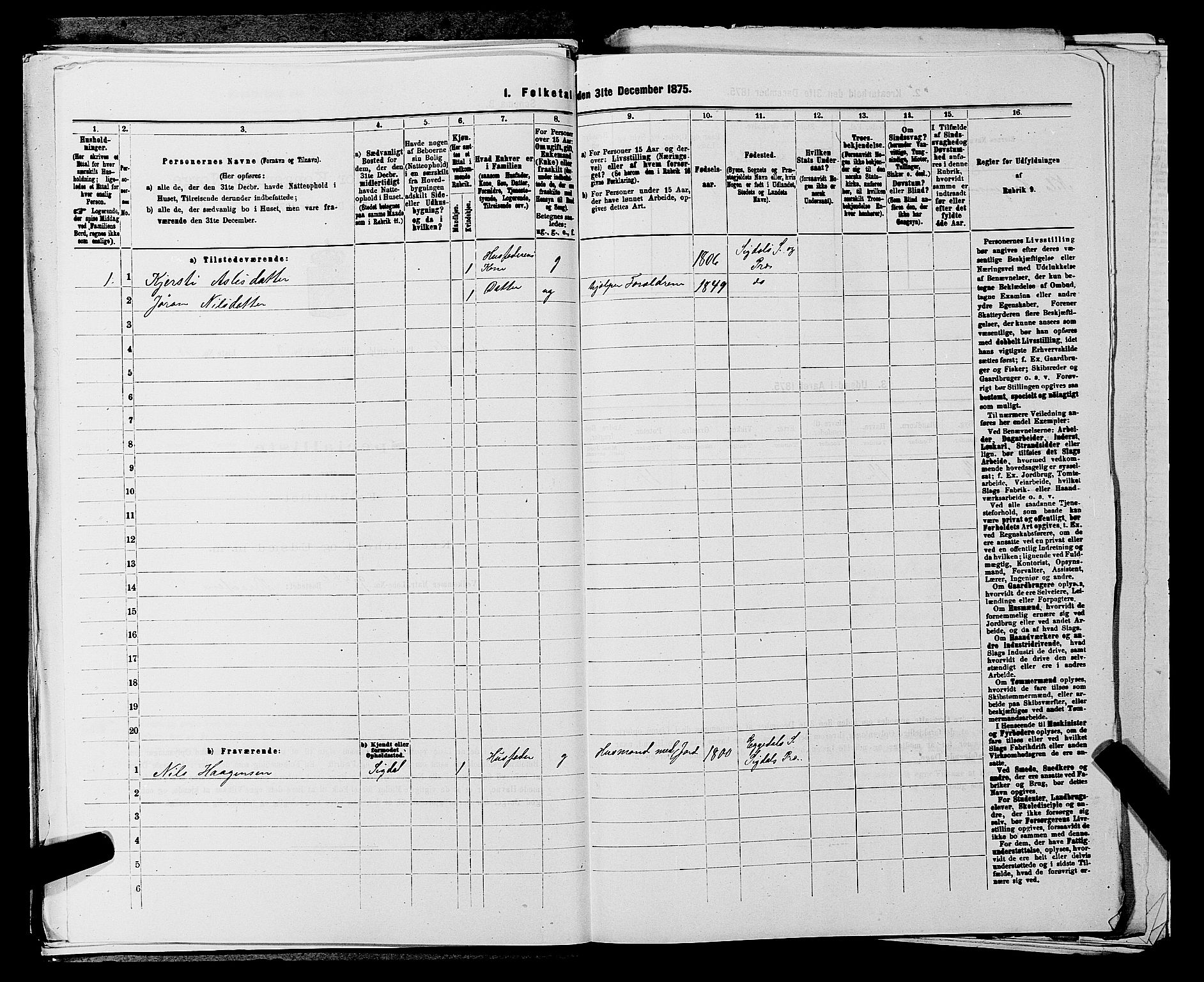 SAKO, 1875 census for 0621P Sigdal, 1875, p. 561