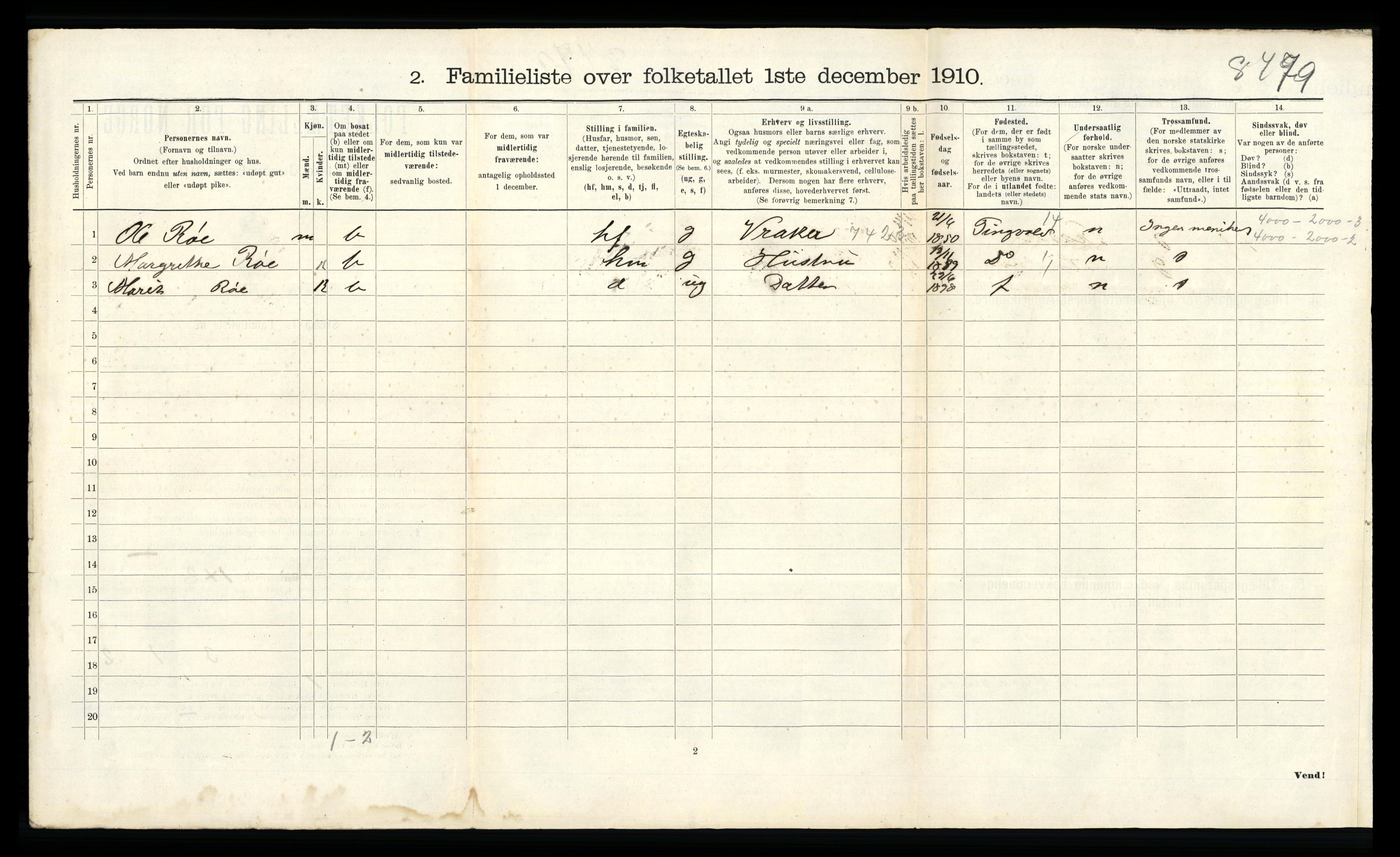 RA, 1910 census for Kristiansund, 1910, p. 6836