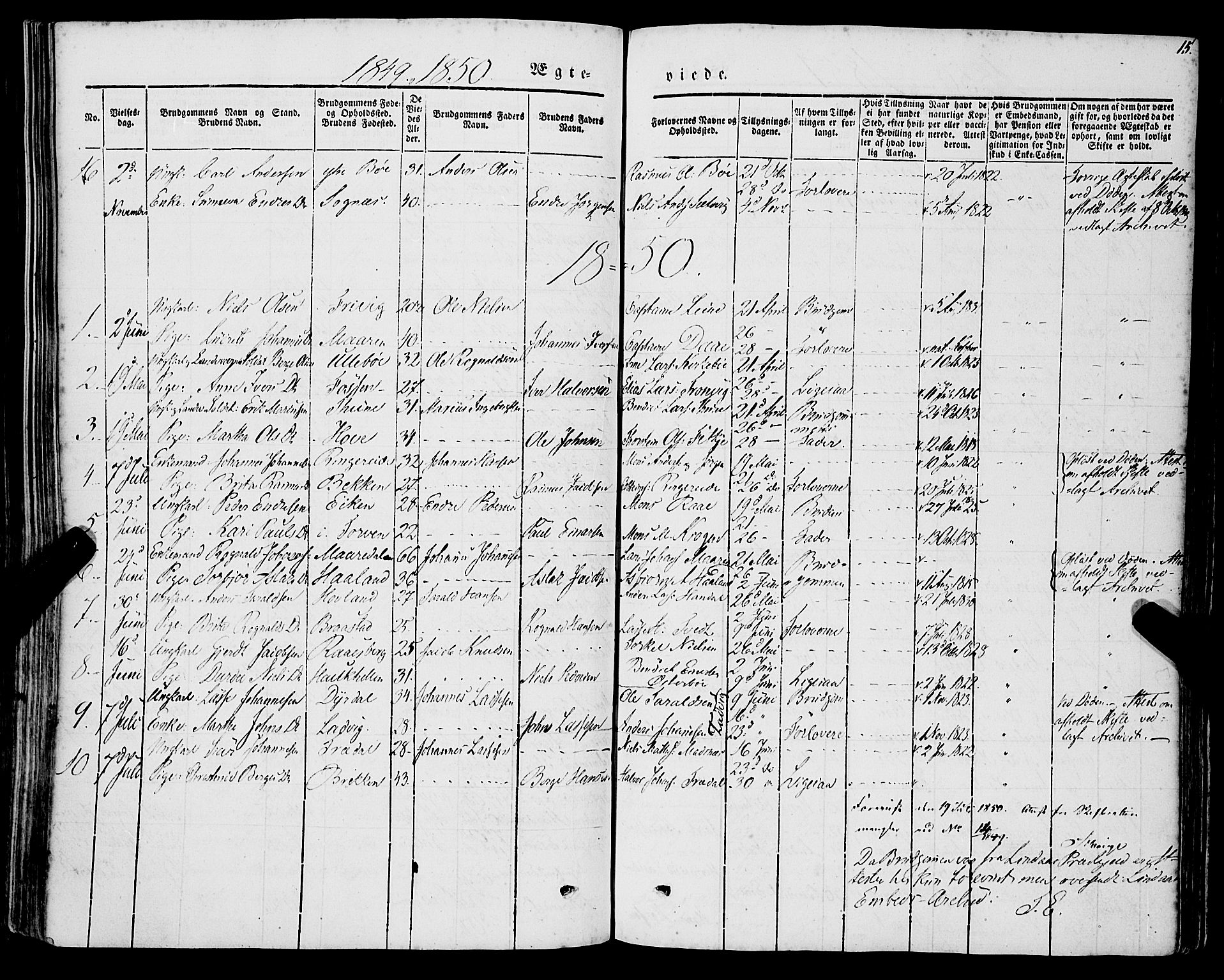 Lavik sokneprestembete, AV/SAB-A-80901: Parish register (official) no. A 3, 1843-1863, p. 15