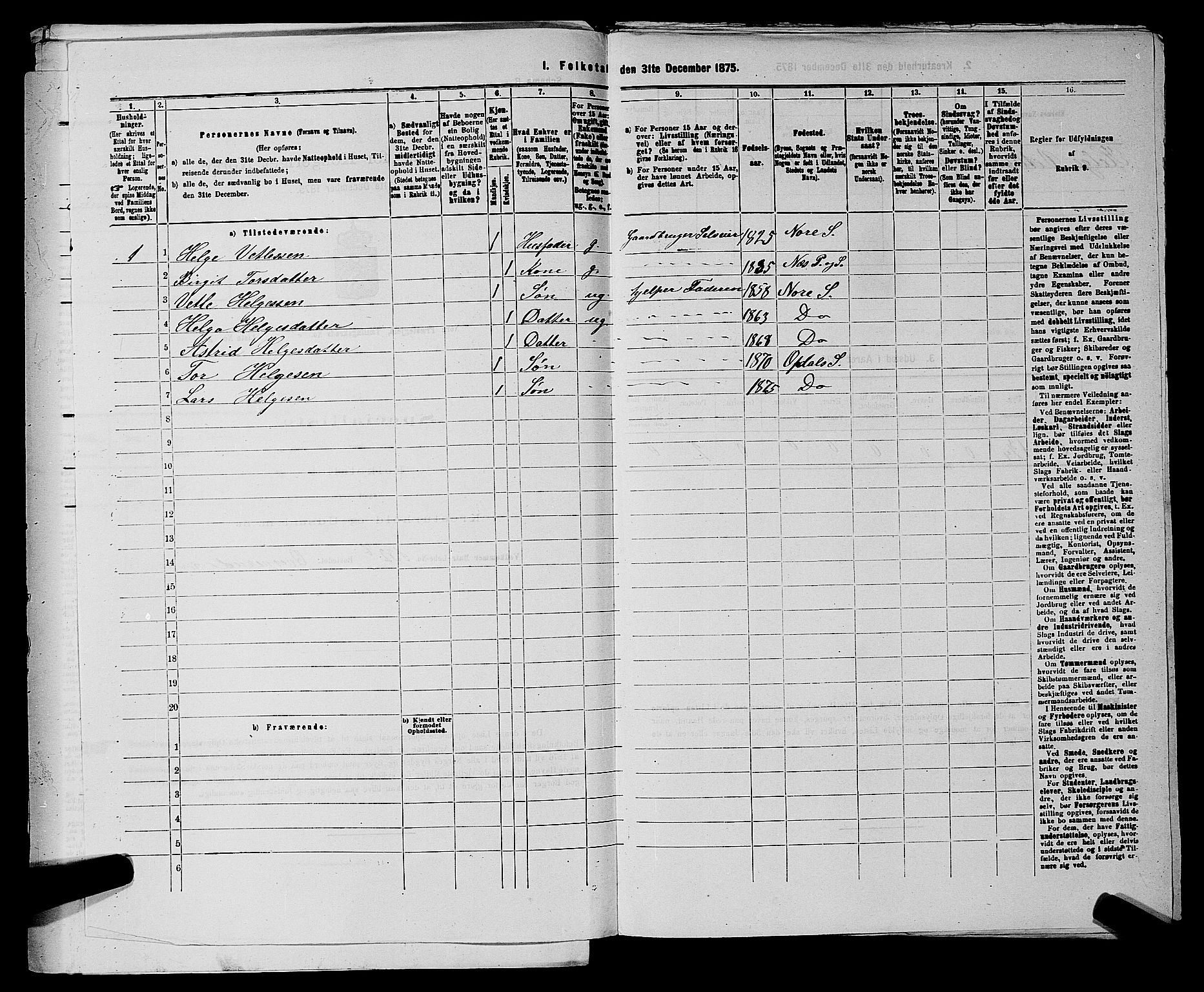 SAKO, 1875 census for 0633P Nore, 1875, p. 658