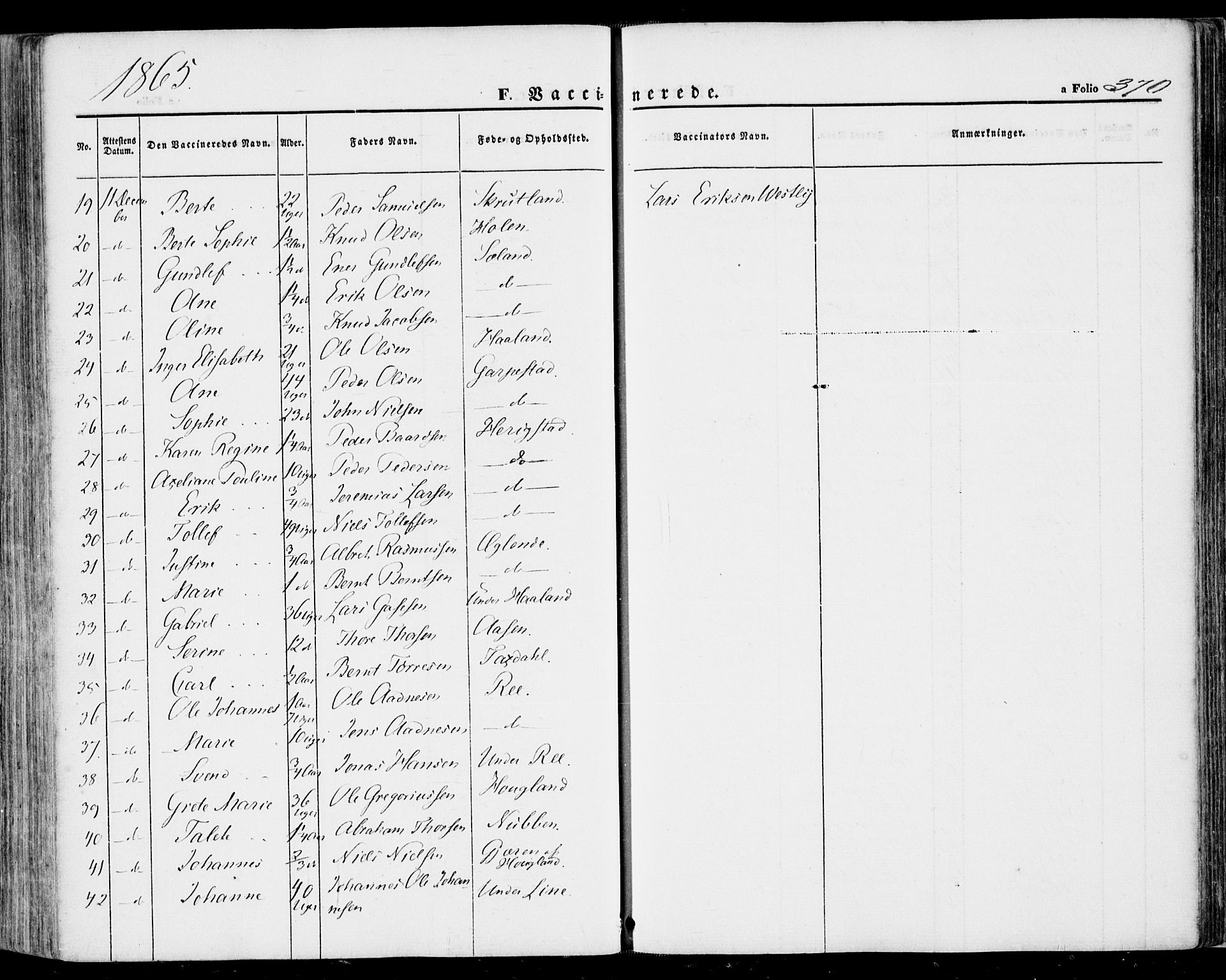 Lye sokneprestkontor, SAST/A-101794/001/30BA/L0007: Parish register (official) no. A 6, 1856-1871, p. 370