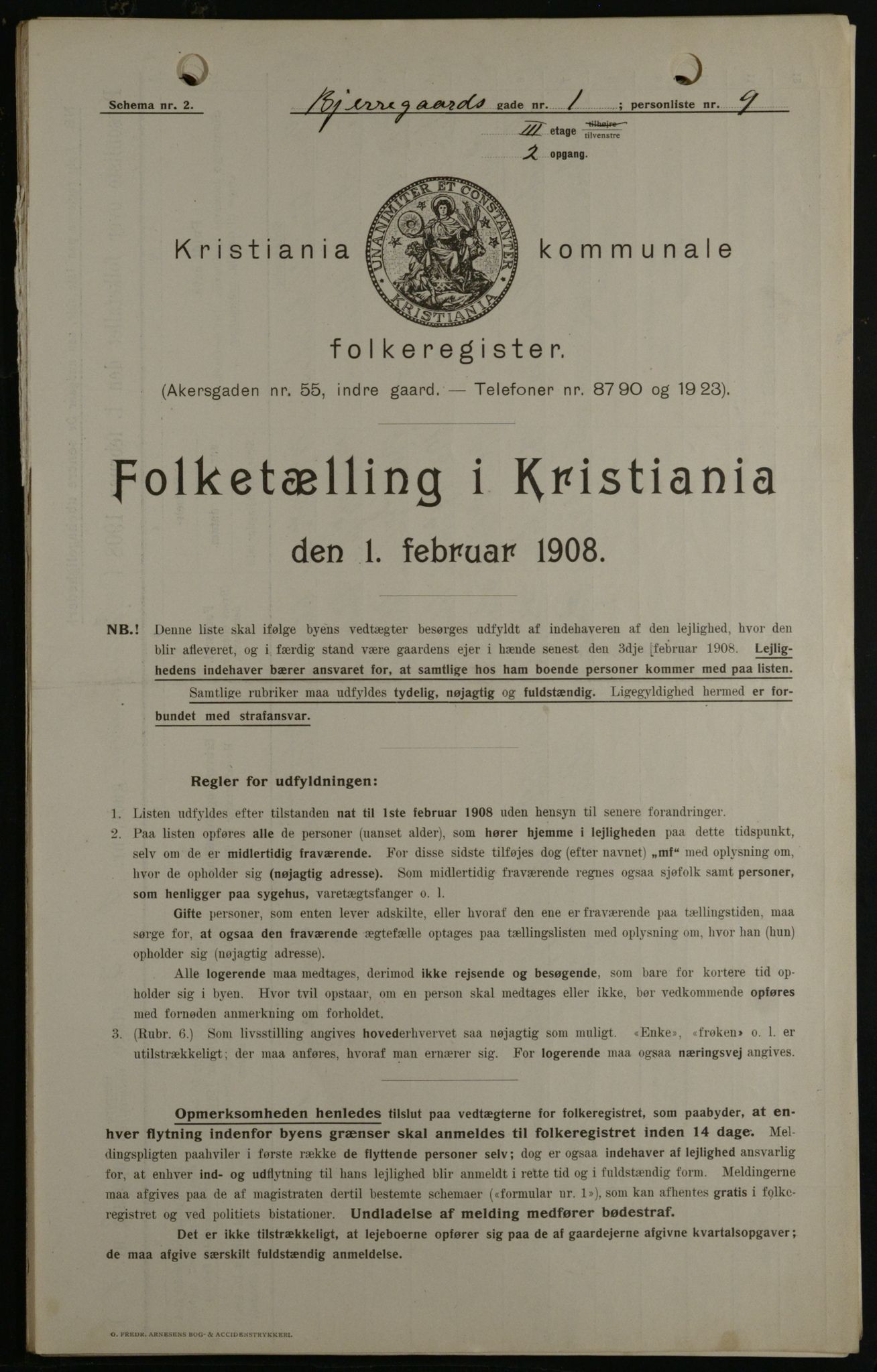 OBA, Municipal Census 1908 for Kristiania, 1908, p. 5395