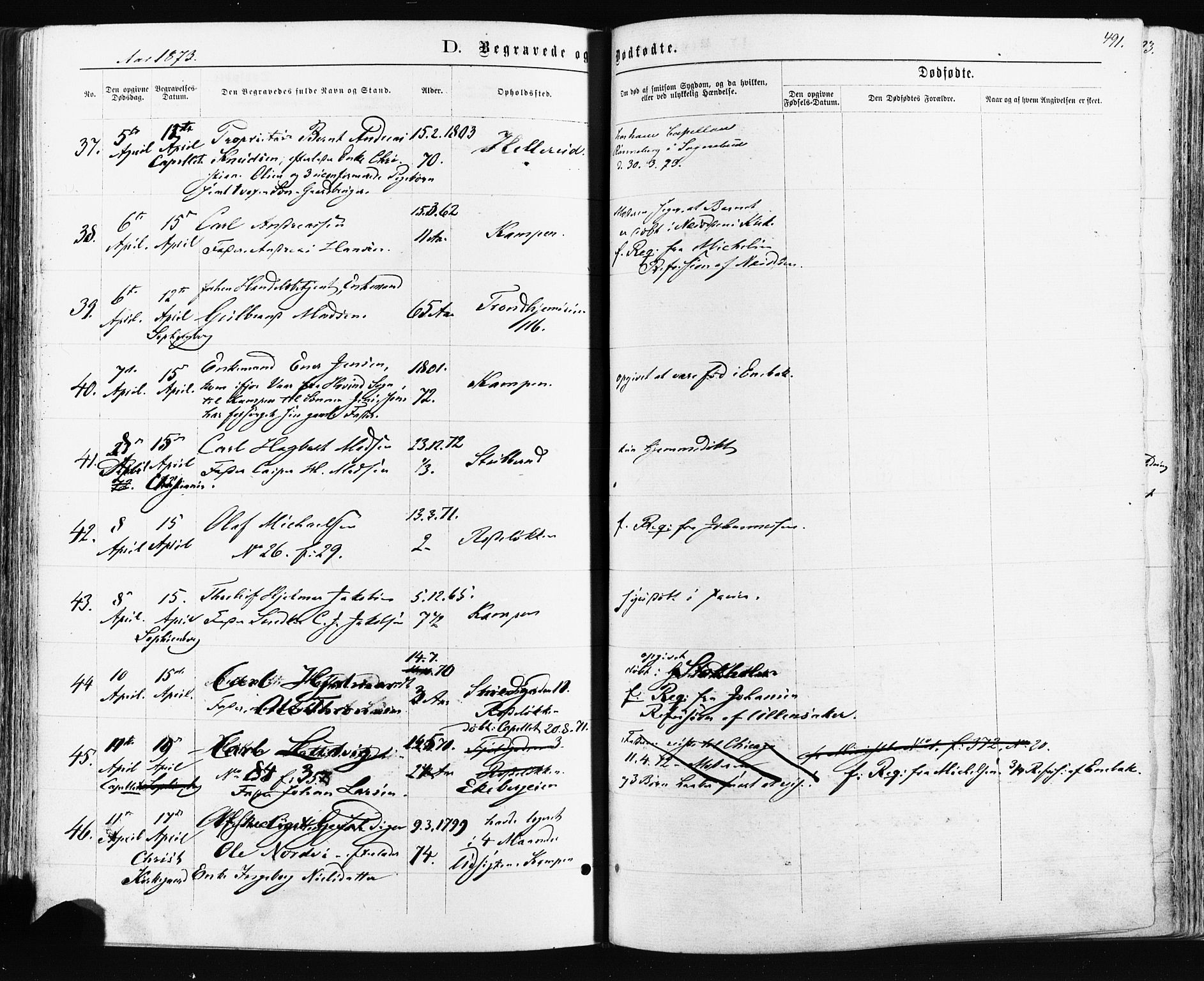 Østre Aker prestekontor Kirkebøker, AV/SAO-A-10840/F/Fa/L0003: Parish register (official) no. I 3, 1869-1875, p. 491