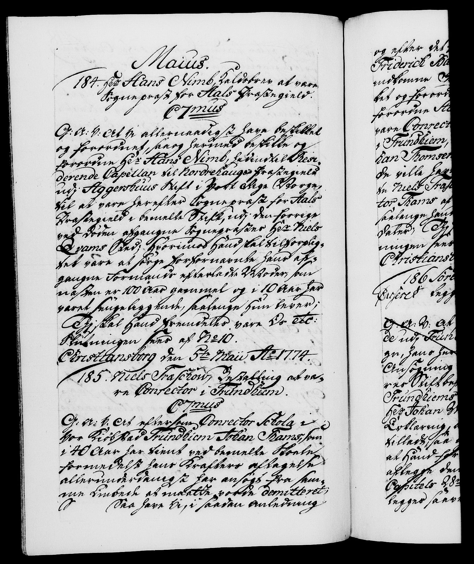 Danske Kanselli 1572-1799, AV/RA-EA-3023/F/Fc/Fca/Fcaa/L0046: Norske registre, 1773-1775, p. 418b