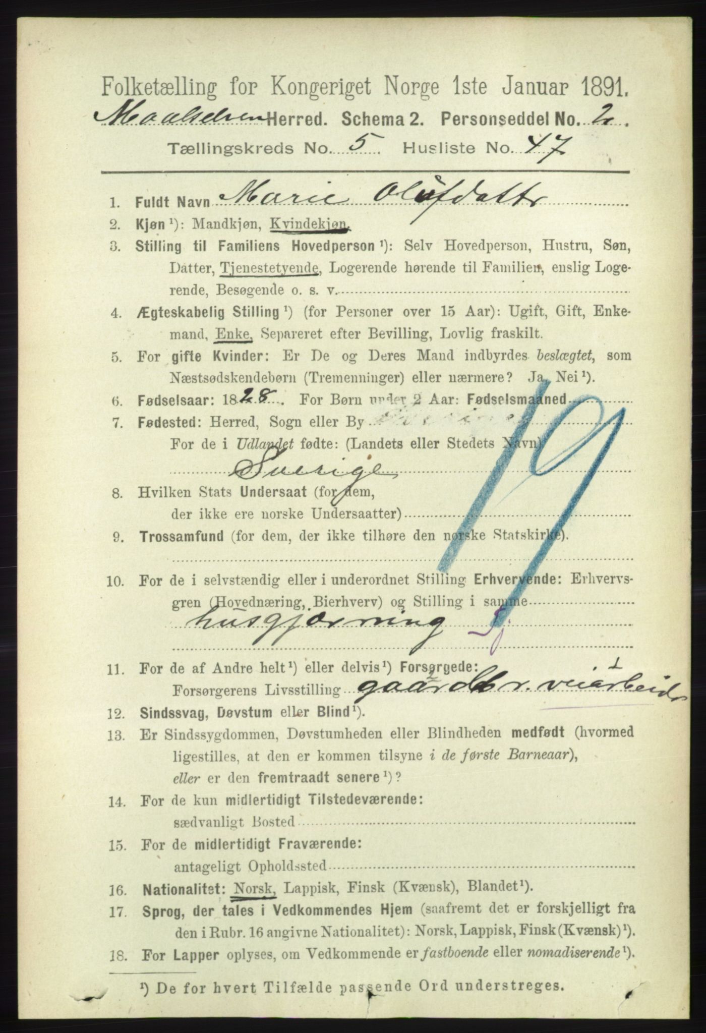 RA, 1891 census for 1924 Målselv, 1891, p. 1935