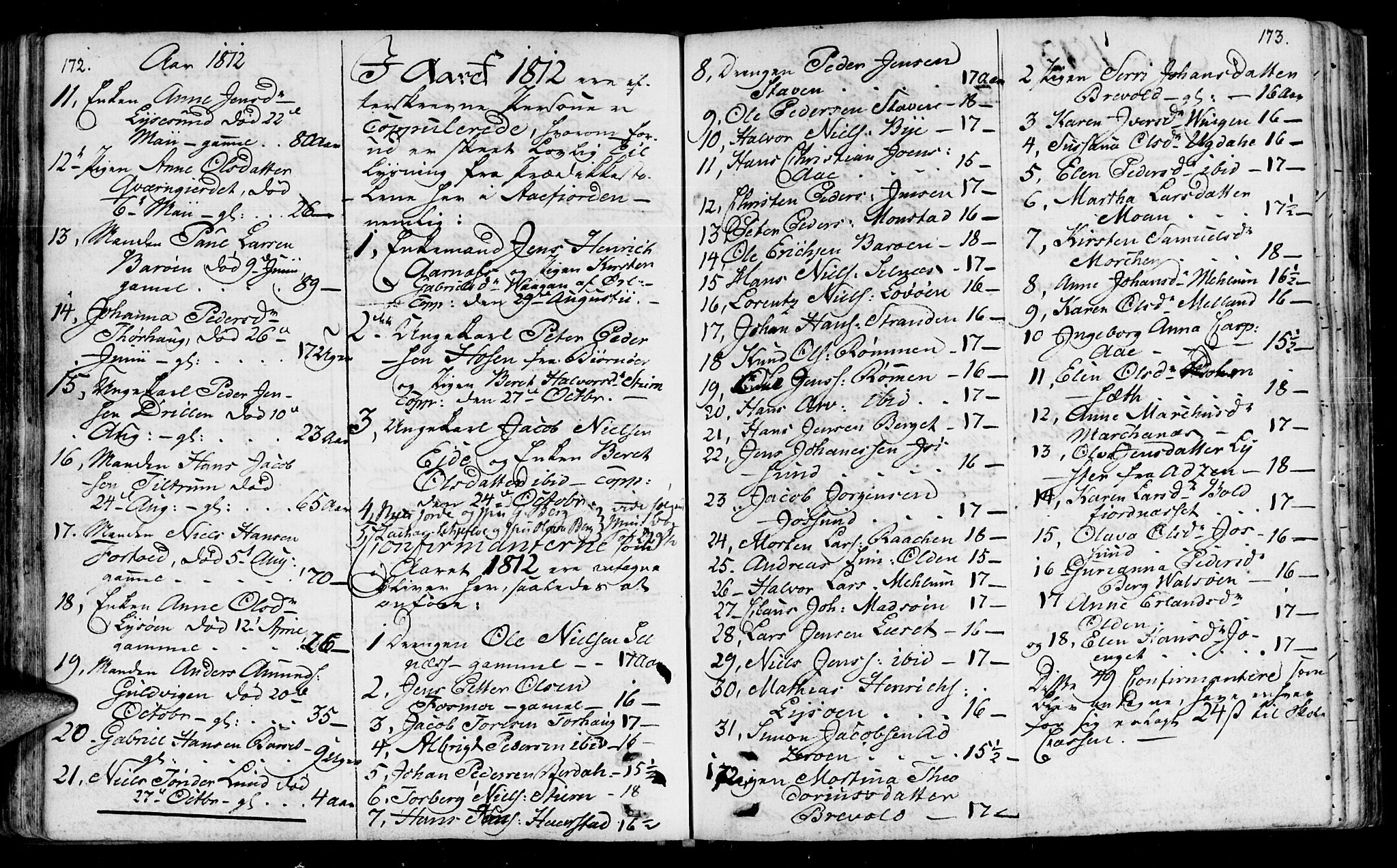 Ministerialprotokoller, klokkerbøker og fødselsregistre - Sør-Trøndelag, SAT/A-1456/655/L0674: Parish register (official) no. 655A03, 1802-1826, p. 172-173