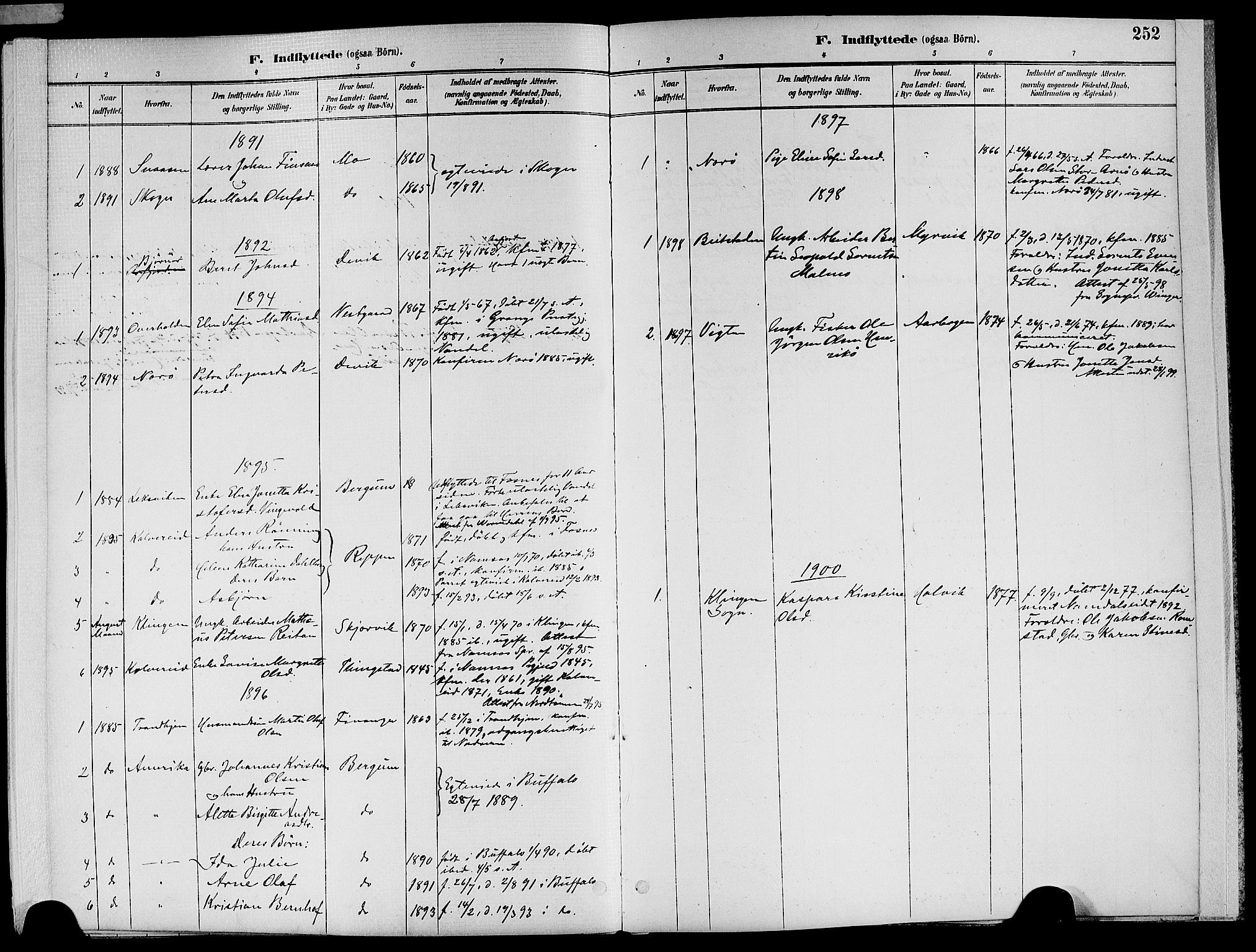 Ministerialprotokoller, klokkerbøker og fødselsregistre - Nord-Trøndelag, SAT/A-1458/773/L0617: Parish register (official) no. 773A08, 1887-1910, p. 252