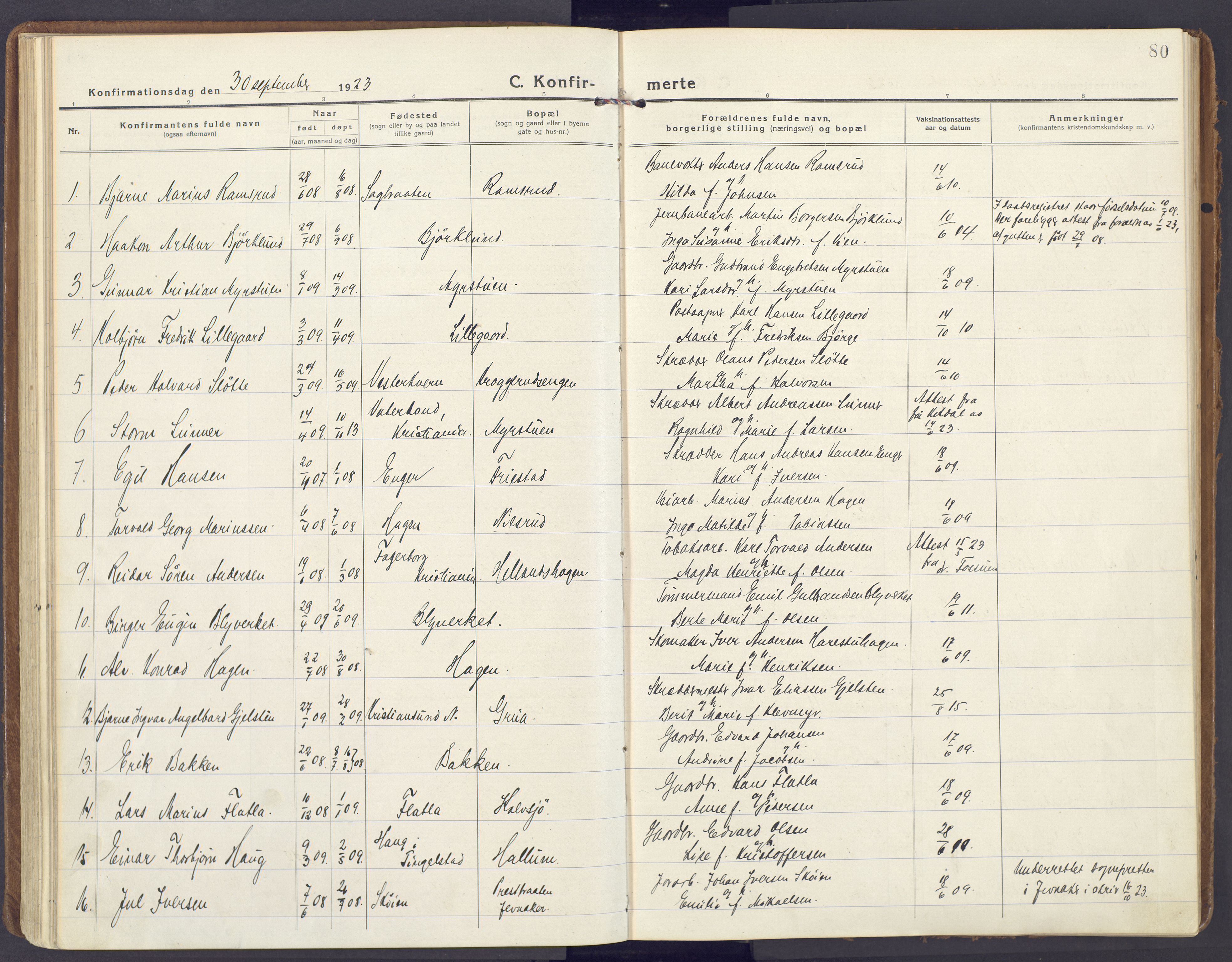 Lunner prestekontor, AV/SAH-PREST-118/H/Ha/Haa/L0002: Parish register (official) no. 2, 1922-1931, p. 80