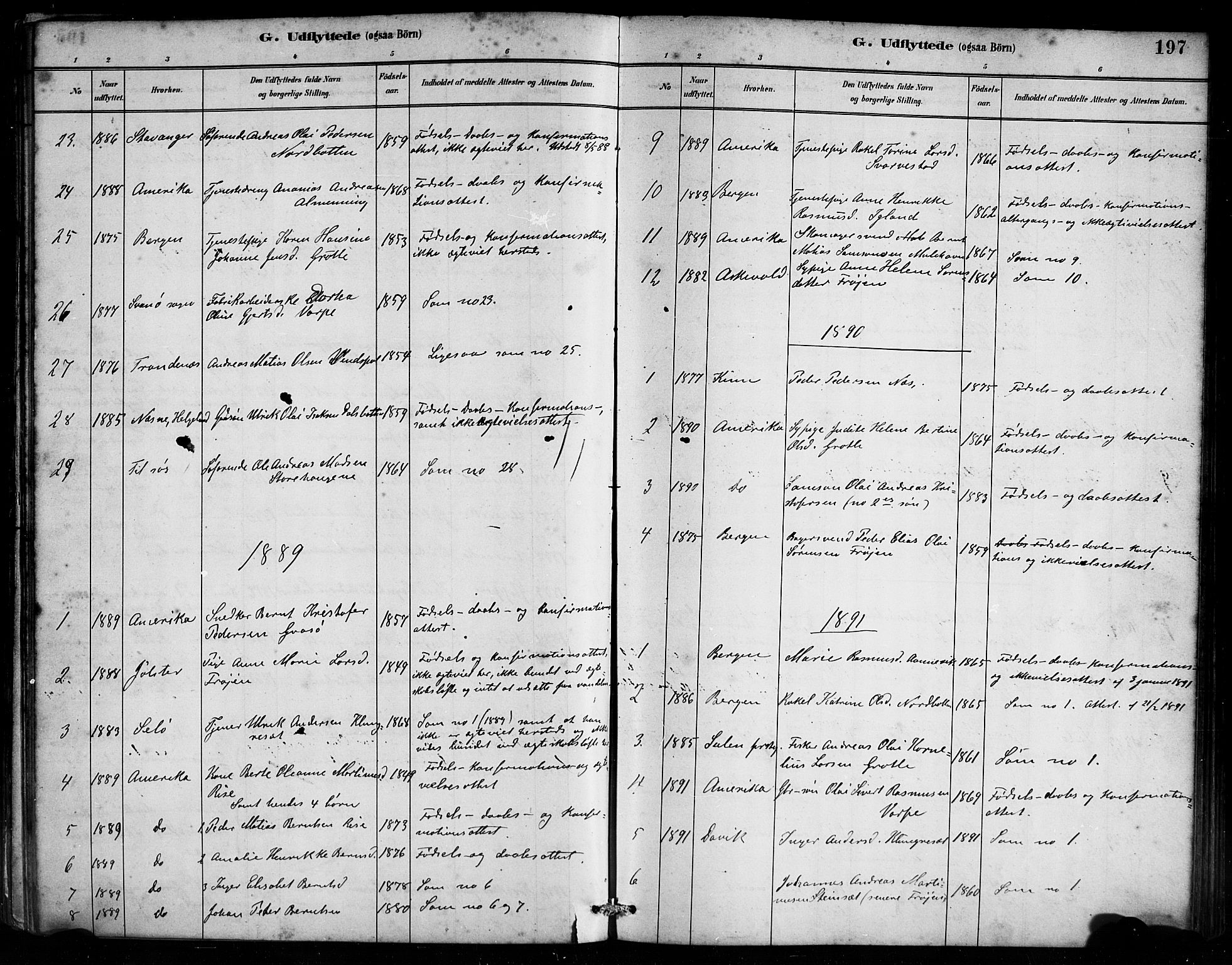 Bremanger sokneprestembete, SAB/A-82201/H/Haa/Haab/L0001: Parish register (official) no. B 1, 1884-1895, p. 197