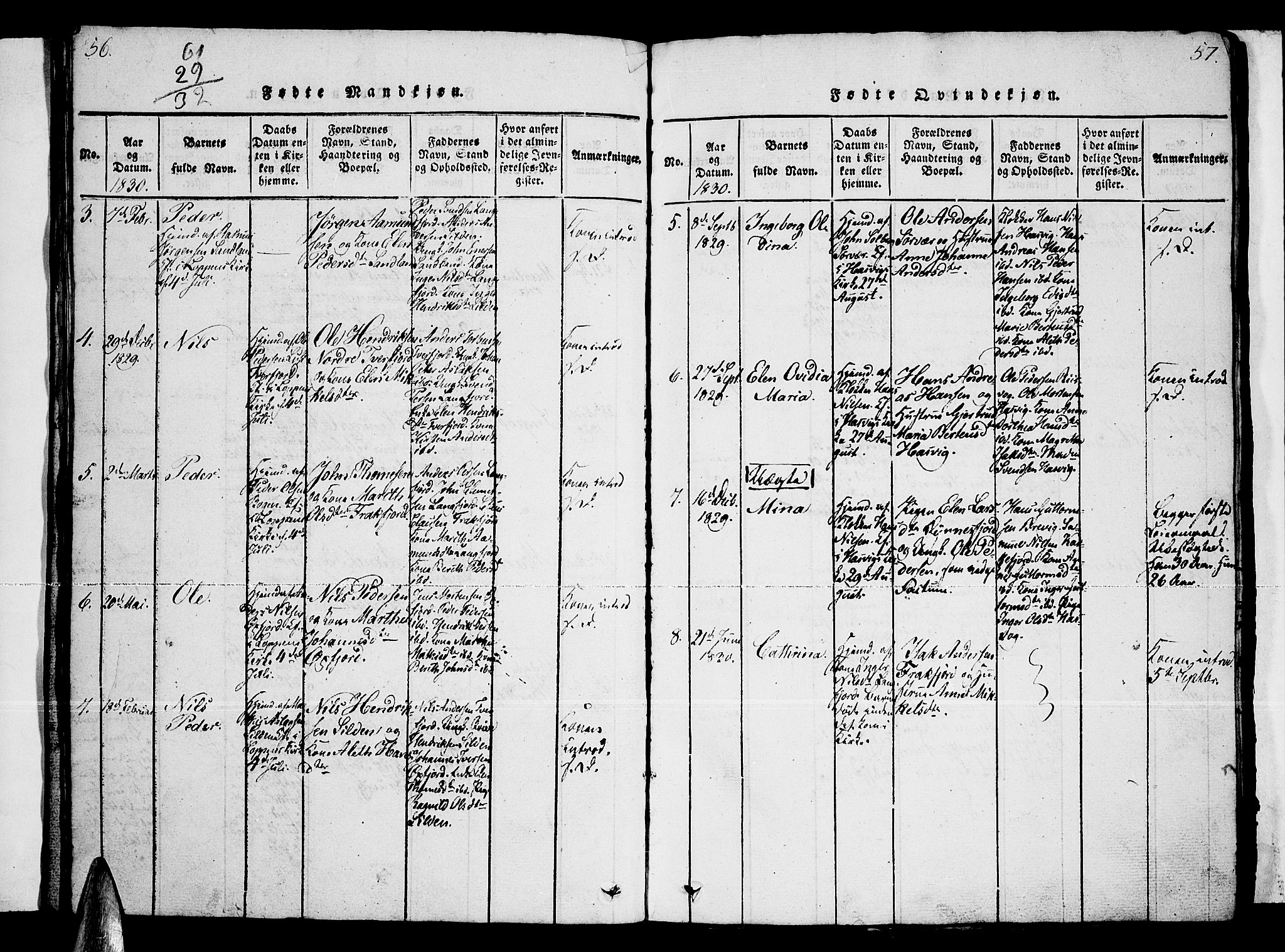 Loppa sokneprestkontor, AV/SATØ-S-1339/H/Hb/L0001klokker: Parish register (copy) no. 1, 1820-1849, p. 56-57