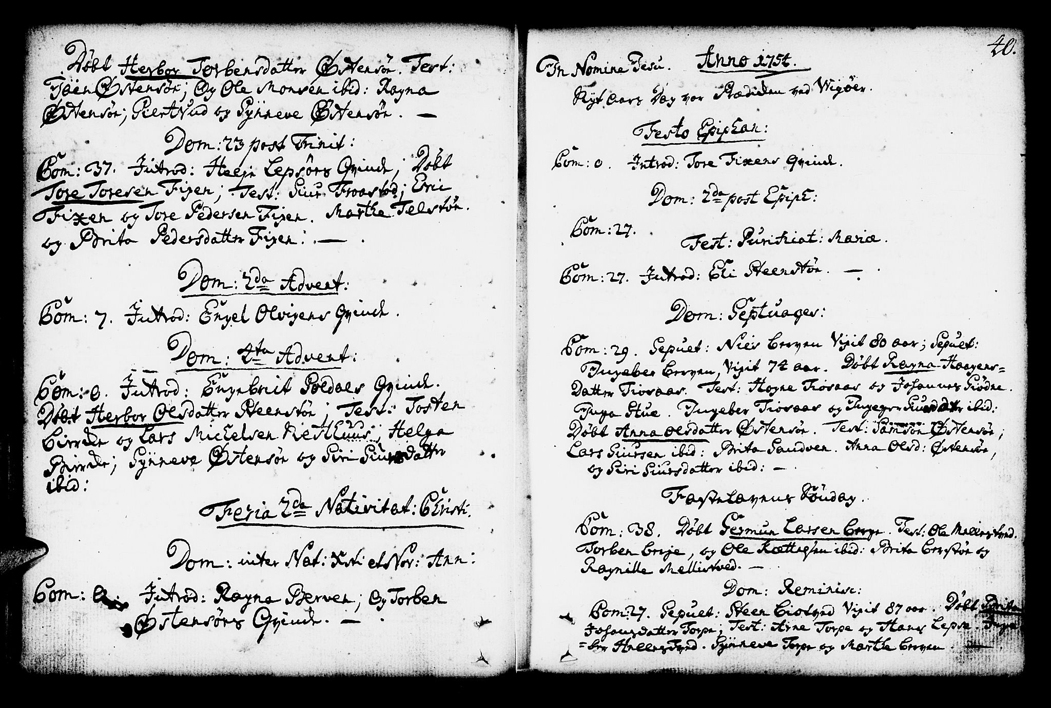 Kvam sokneprestembete, AV/SAB-A-76201/H/Haa: Parish register (official) no. A 4, 1743-1795, p. 40