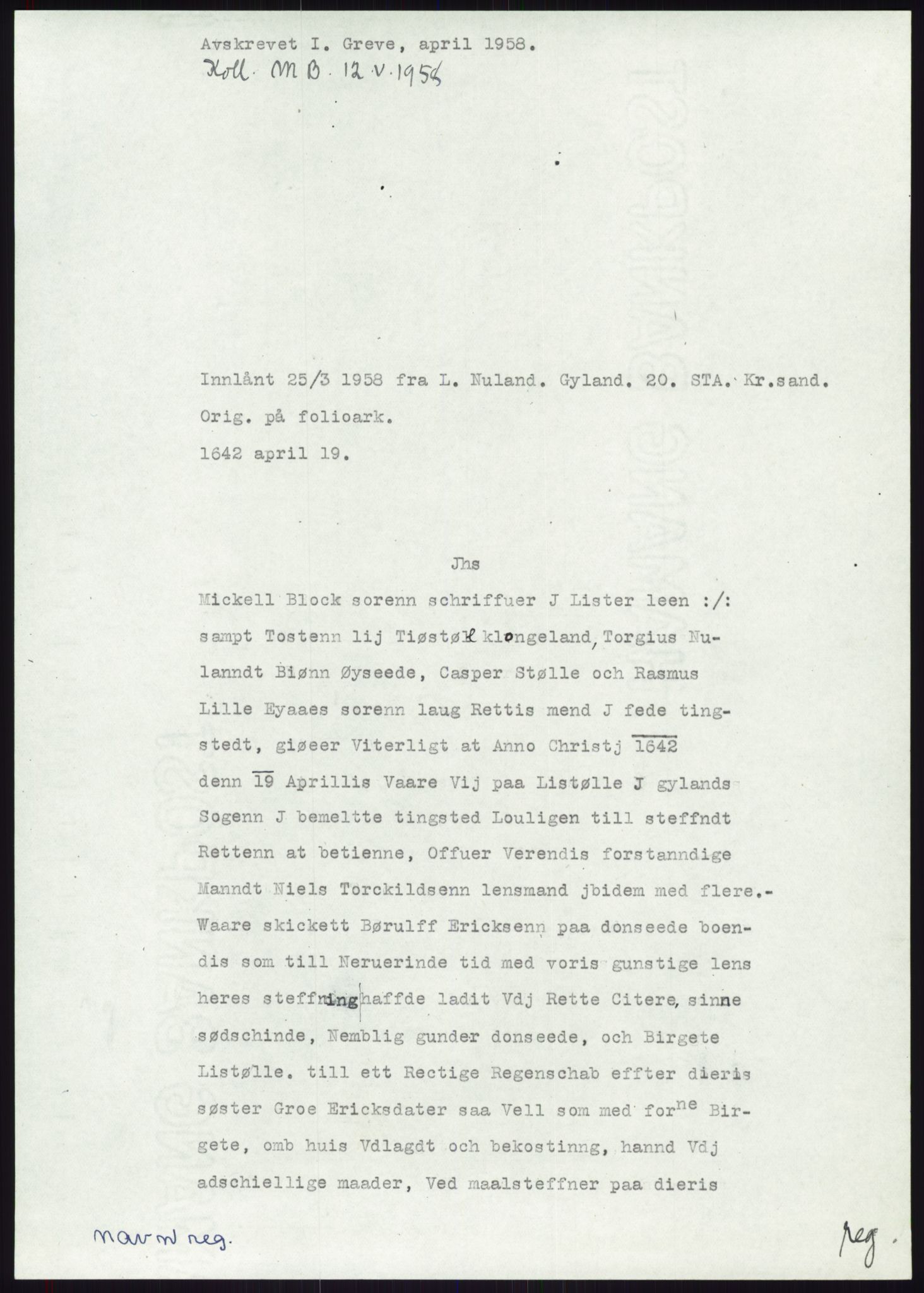 Samlinger til kildeutgivelse, Diplomavskriftsamlingen, AV/RA-EA-4053/H/Ha, p. 2119