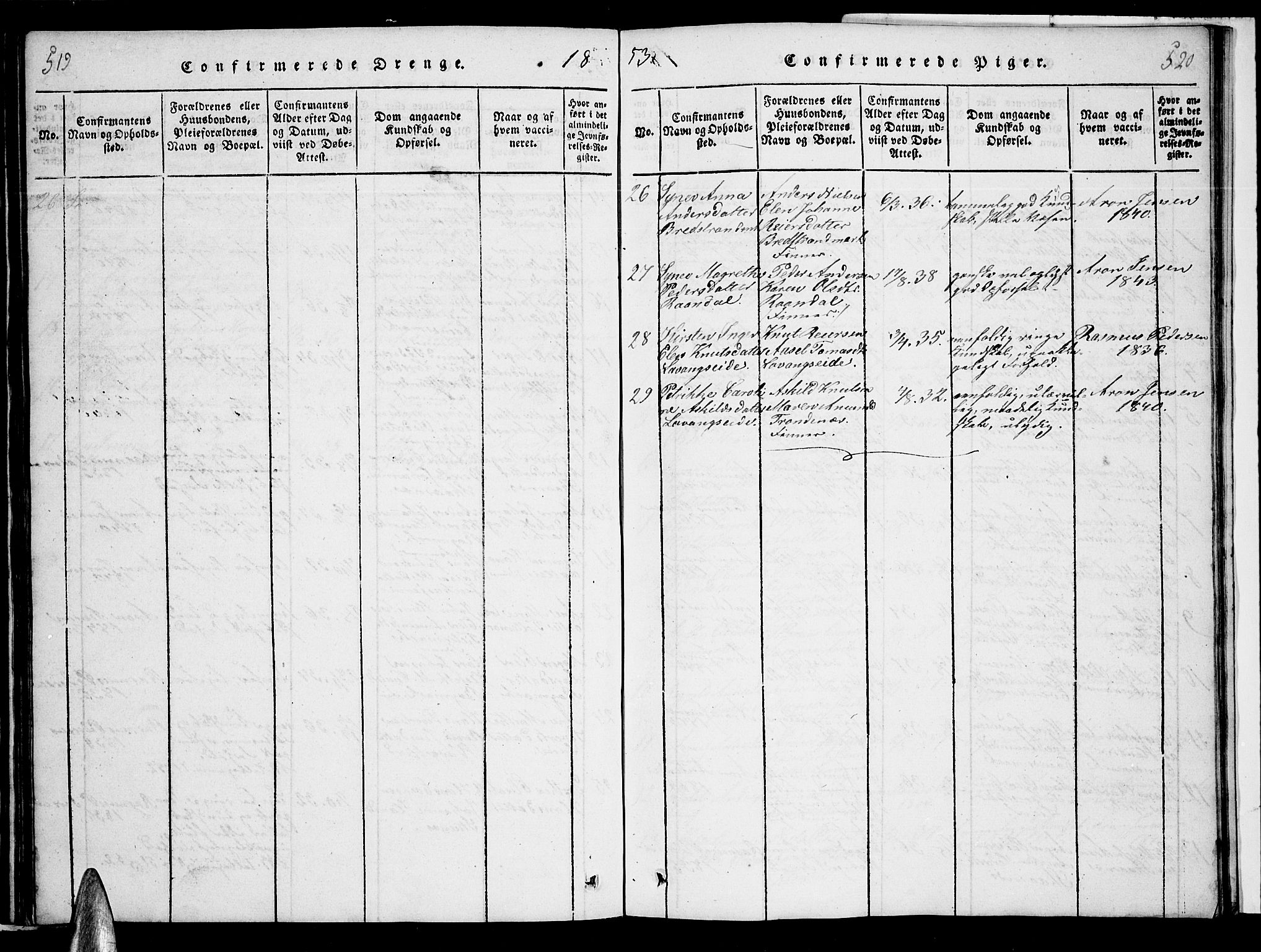 Ministerialprotokoller, klokkerbøker og fødselsregistre - Nordland, SAT/A-1459/863/L0911: Parish register (copy) no. 863C01, 1821-1858, p. 519-520