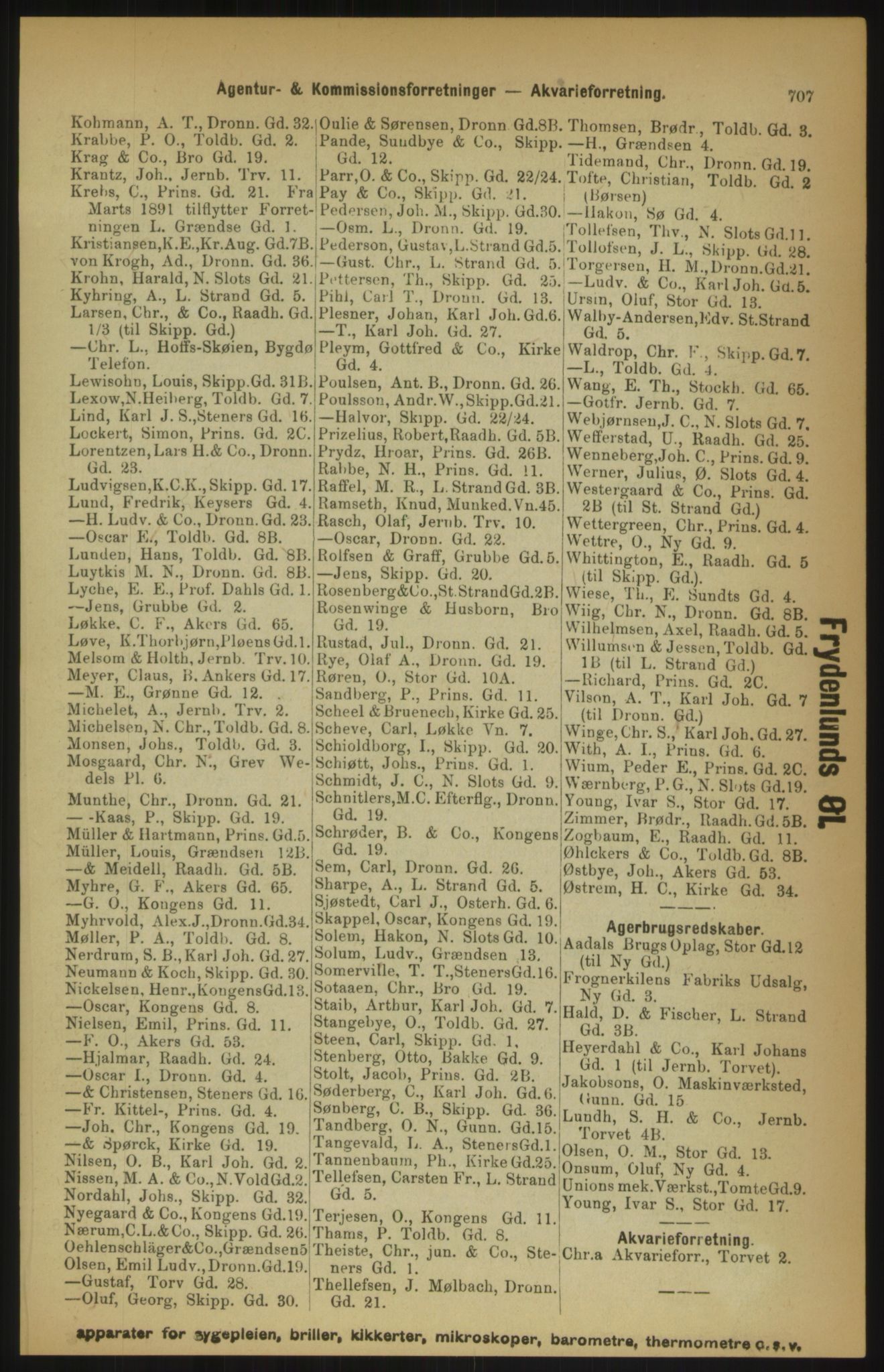 Kristiania/Oslo adressebok, PUBL/-, 1891, p. 707