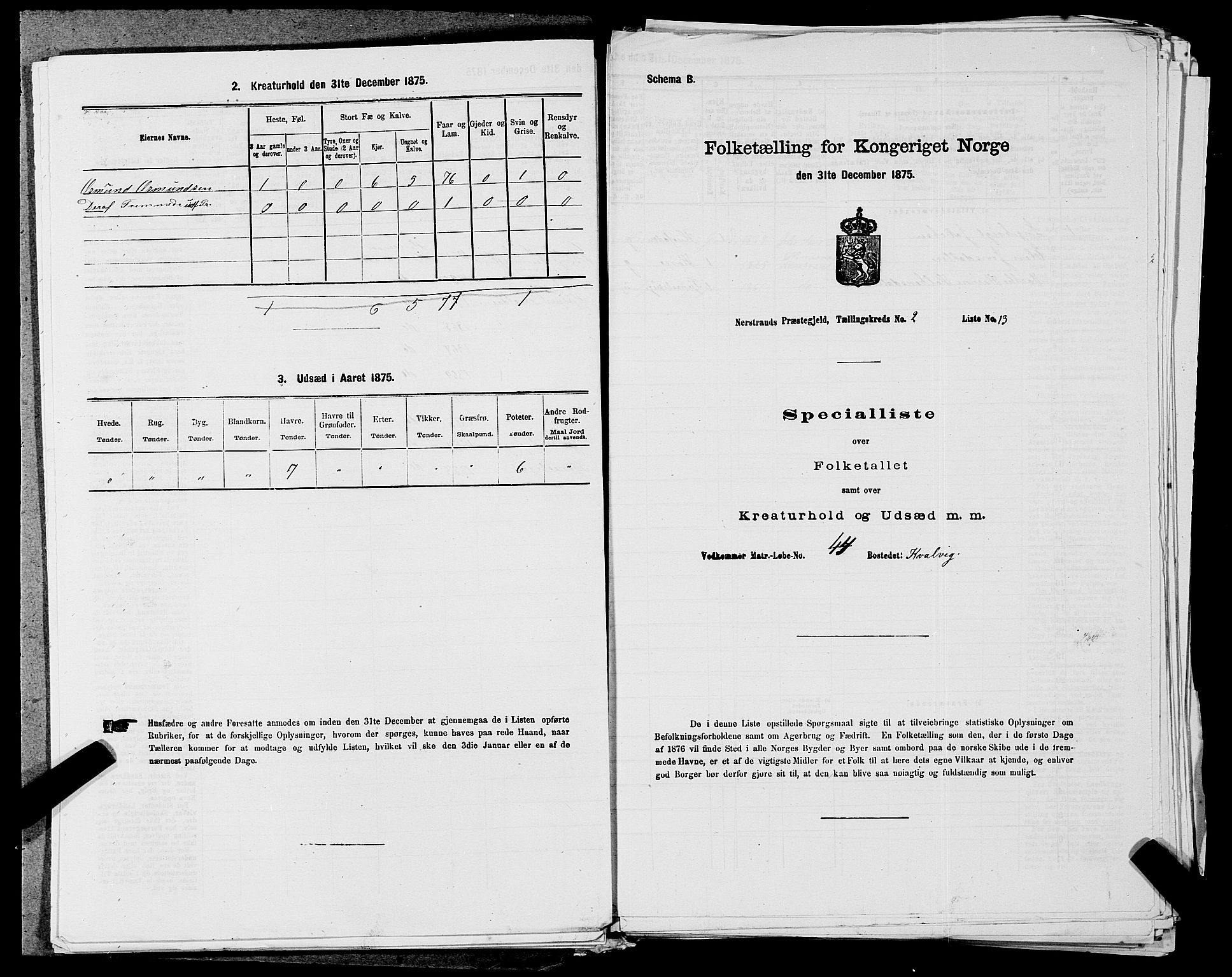 SAST, 1875 census for 1139P Nedstrand, 1875, p. 573