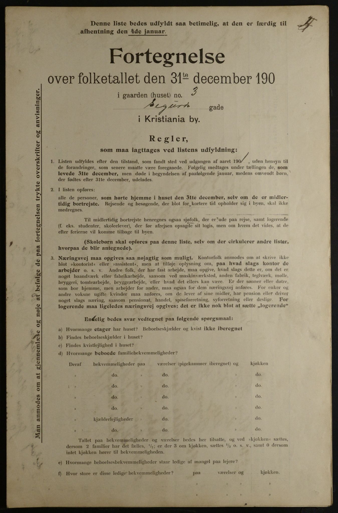 OBA, Municipal Census 1901 for Kristiania, 1901, p. 14607