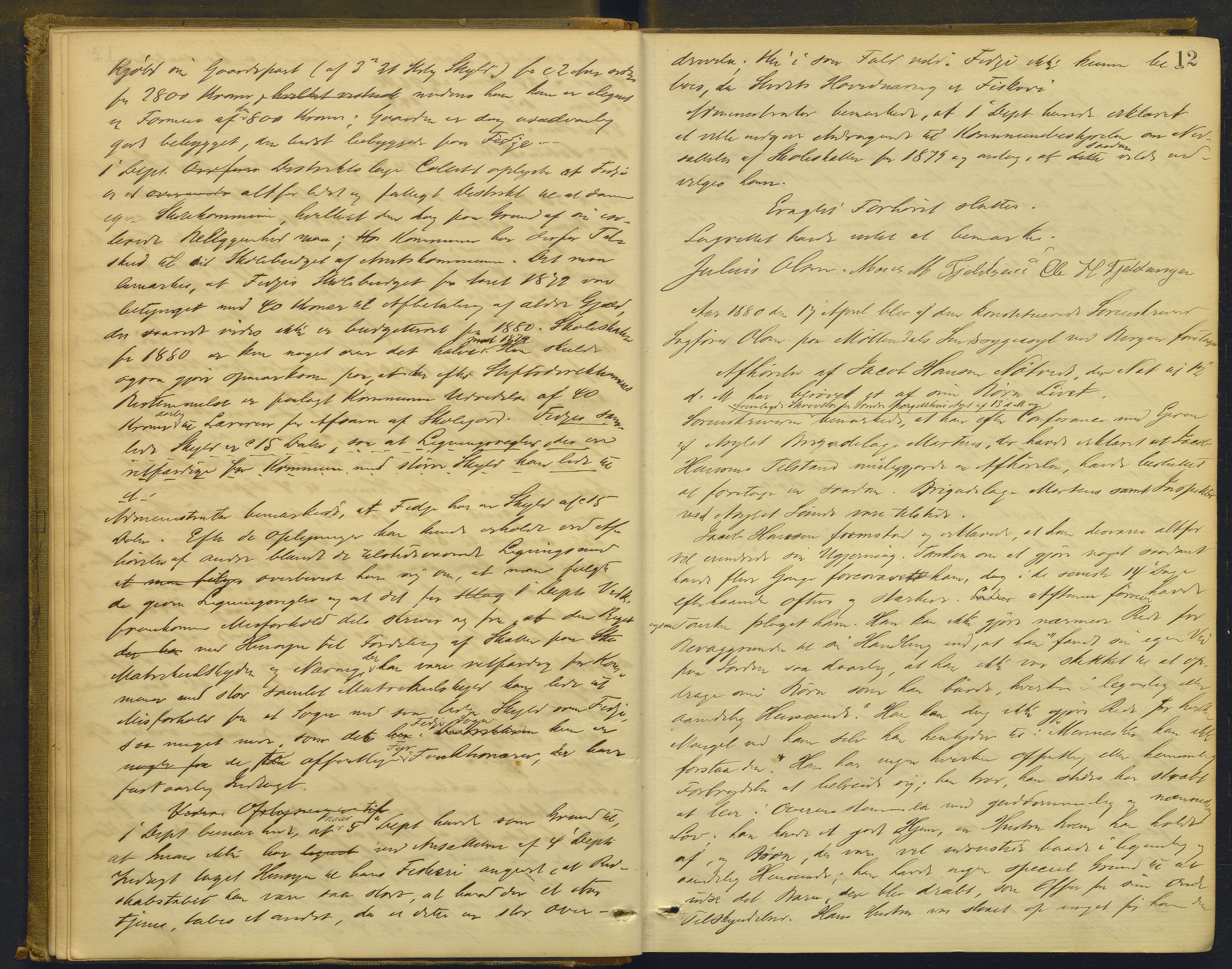 Nordhordland sorenskrivar, AV/SAB-A-2901/1/F/Fd/Fdd/L0004: Ekstrarettsprotokollar, forhøyr, 1880-1884, p. 11b-12a