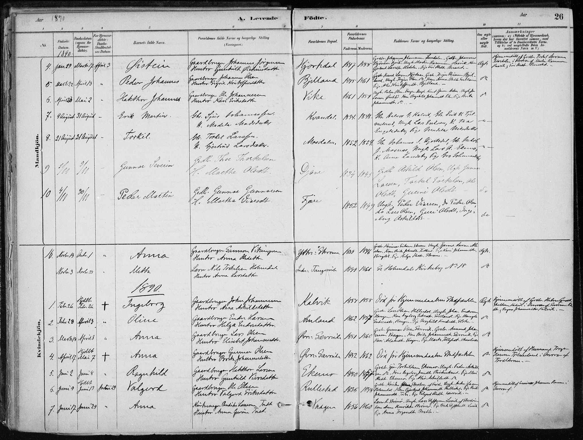 Skånevik sokneprestembete, AV/SAB-A-77801/H/Haa: Parish register (official) no. E  1, 1879-1901, p. 26