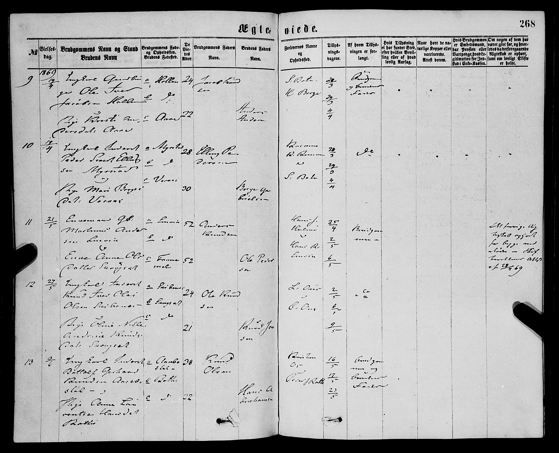 Eid sokneprestembete, AV/SAB-A-82301/H/Haa/Haaa/L0010: Parish register (official) no. A 10, 1867-1878, p. 268