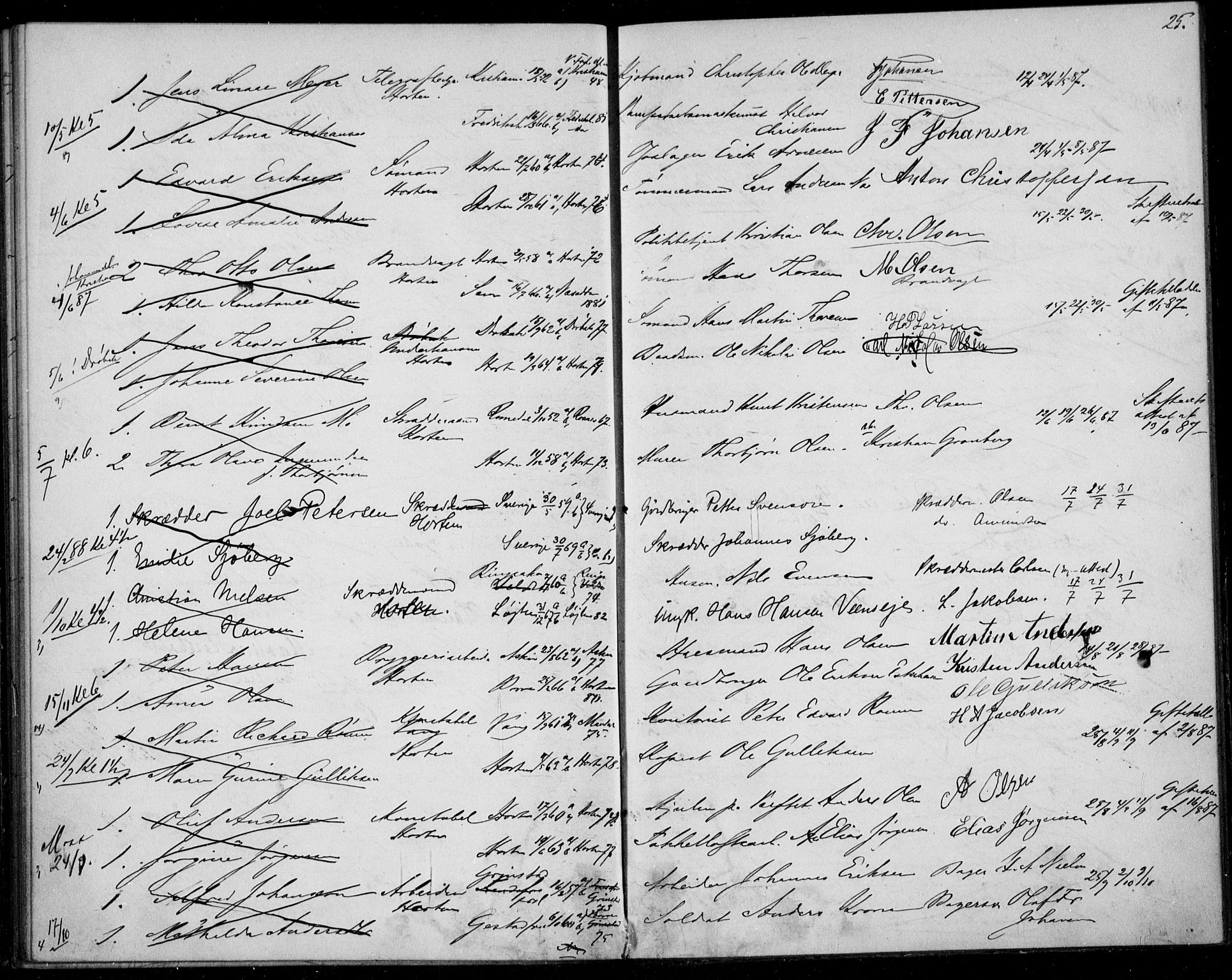 Horten kirkebøker, SAKO/A-348/H/Ha/L0002: Banns register no. 2, 1881-1891, p. 25