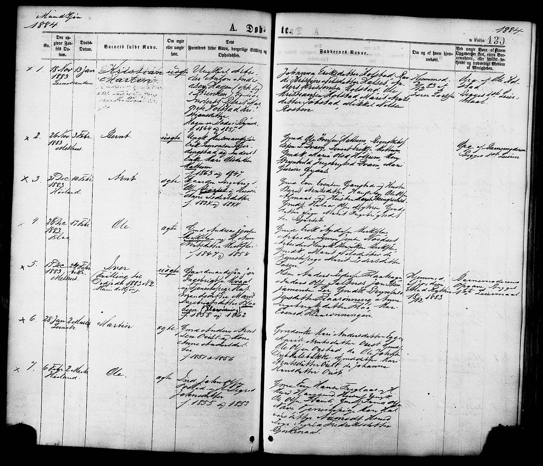 Ministerialprotokoller, klokkerbøker og fødselsregistre - Sør-Trøndelag, AV/SAT-A-1456/691/L1079: Parish register (official) no. 691A11, 1873-1886, p. 130