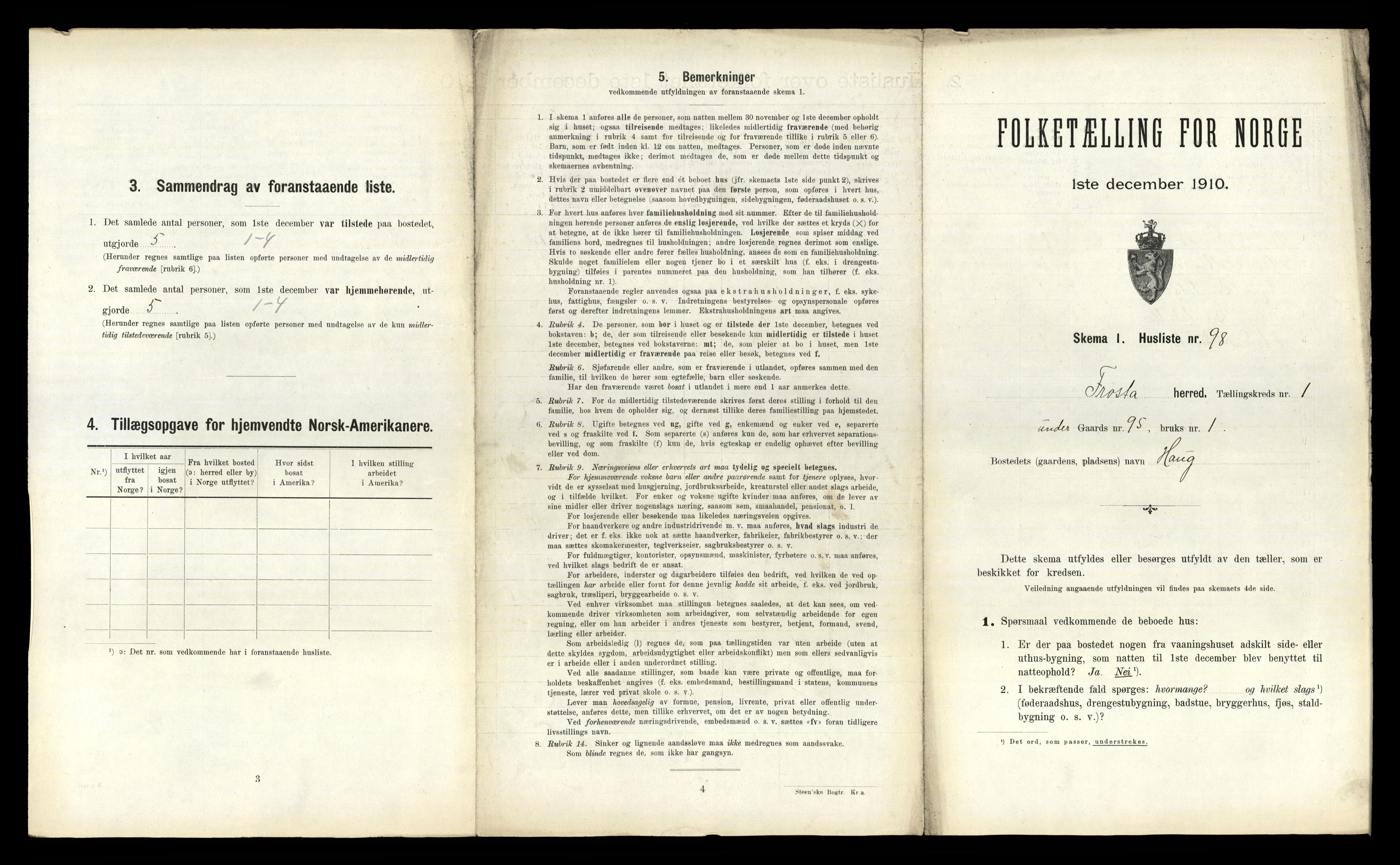 RA, 1910 census for Frosta, 1910, p. 227