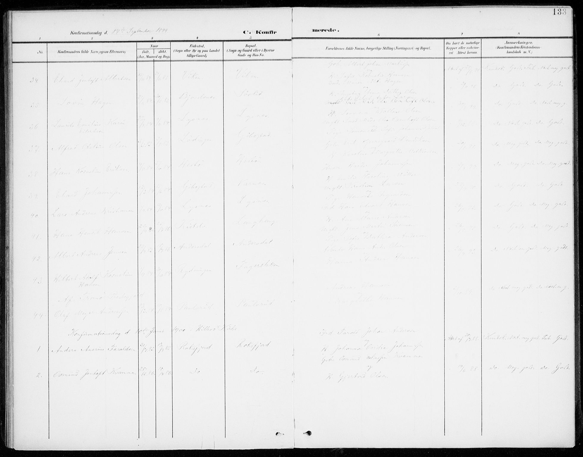 Lenvik sokneprestembete, SATØ/S-1310/H/Ha/Haa/L0014kirke: Parish register (official) no. 14, 1899-1909, p. 133