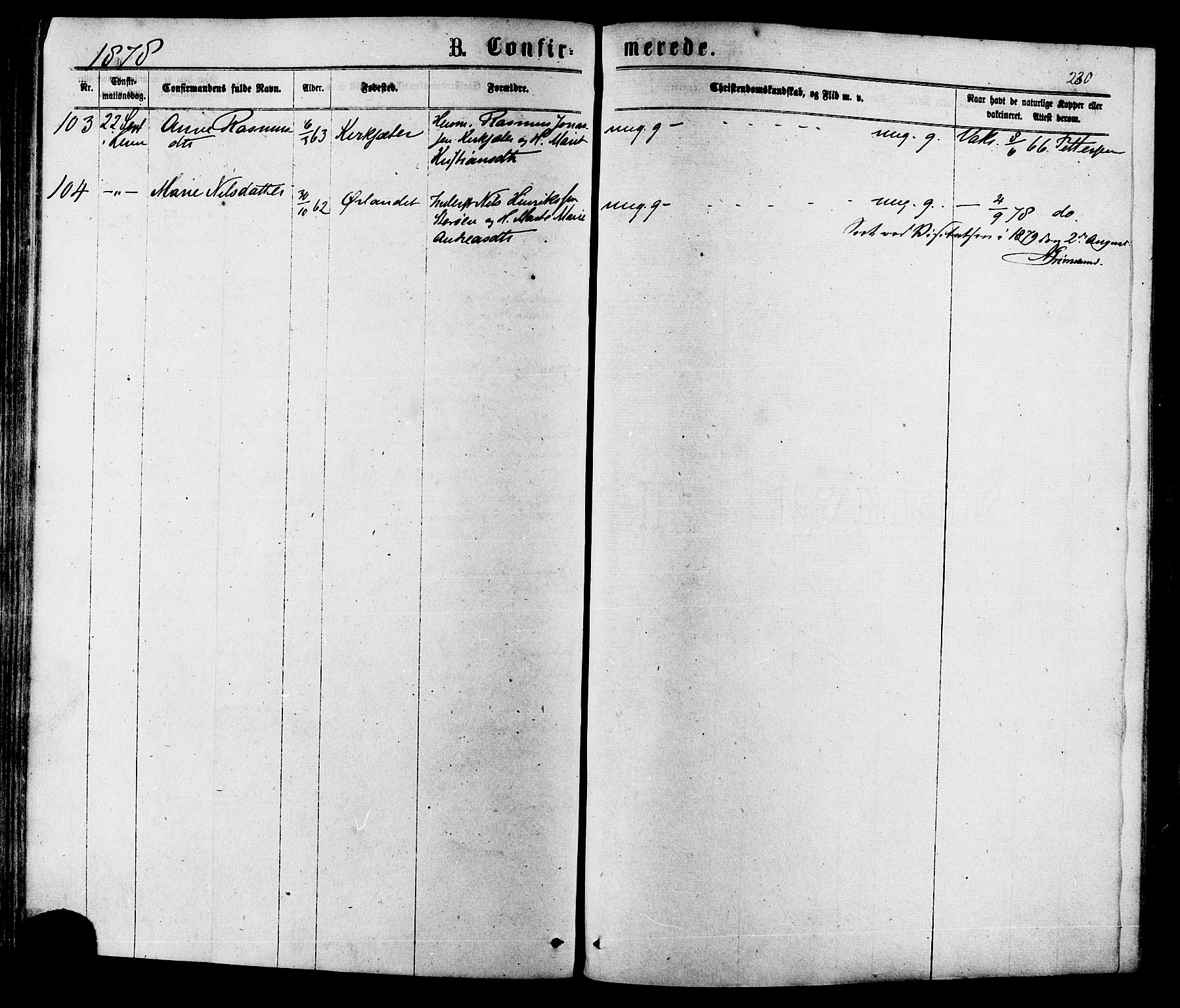 Ministerialprotokoller, klokkerbøker og fødselsregistre - Sør-Trøndelag, SAT/A-1456/630/L0495: Parish register (official) no. 630A08, 1868-1878, p. 230