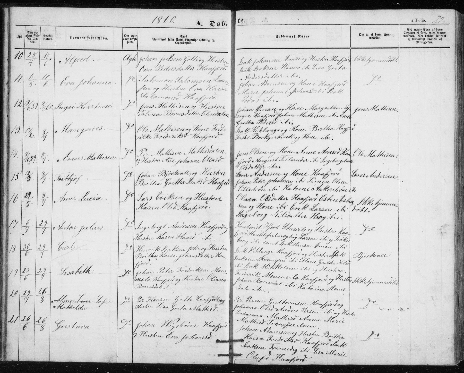 Alta sokneprestkontor, SATØ/S-1338/H/Hb/L0002.klokk: Parish register (copy) no. 2, 1856-1880, p. 22