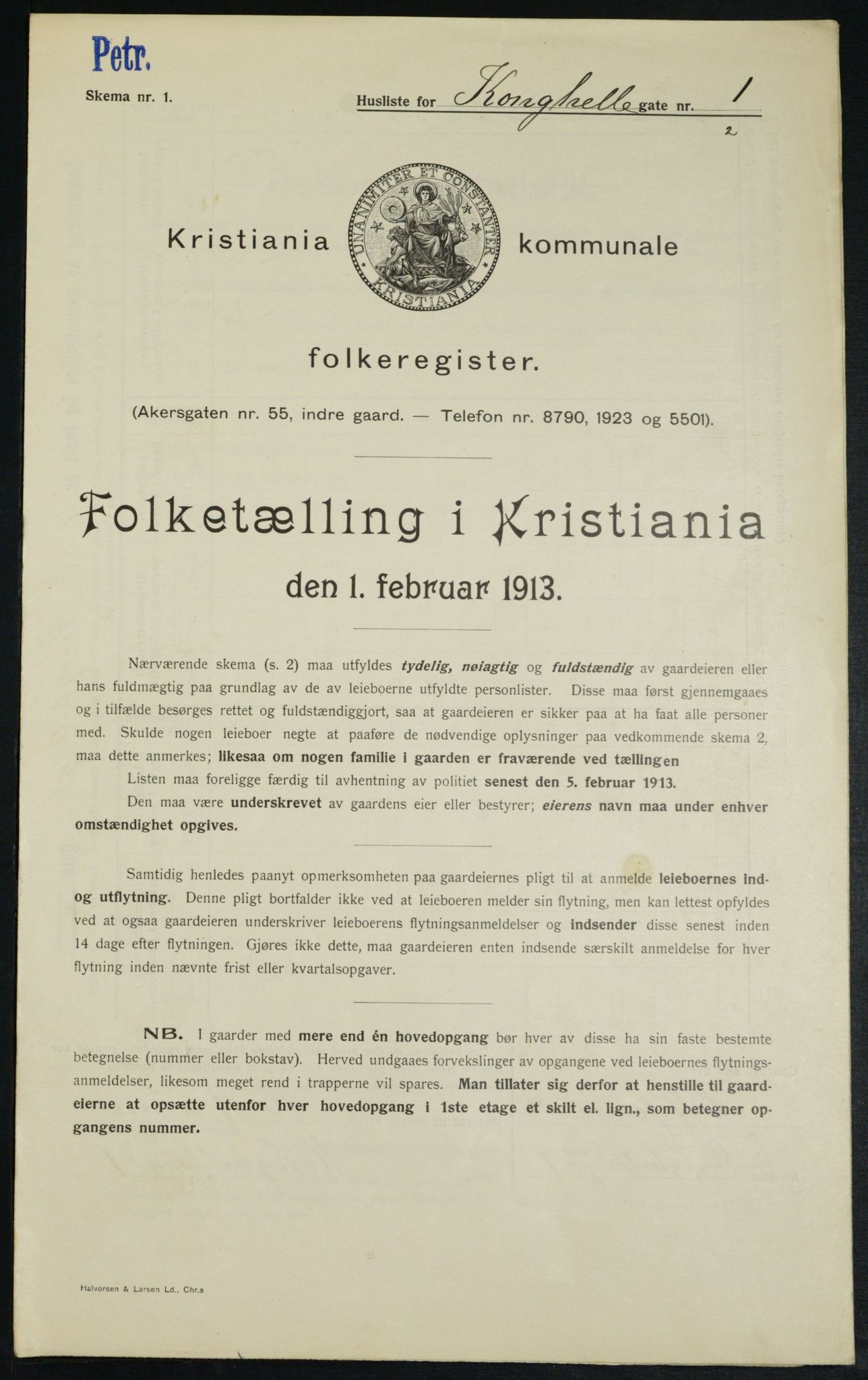 OBA, Municipal Census 1913 for Kristiania, 1913, p. 52377