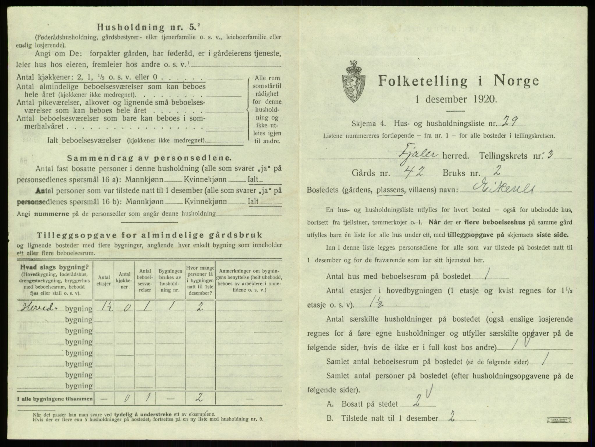 SAB, 1920 census for Fjaler, 1920, p. 358