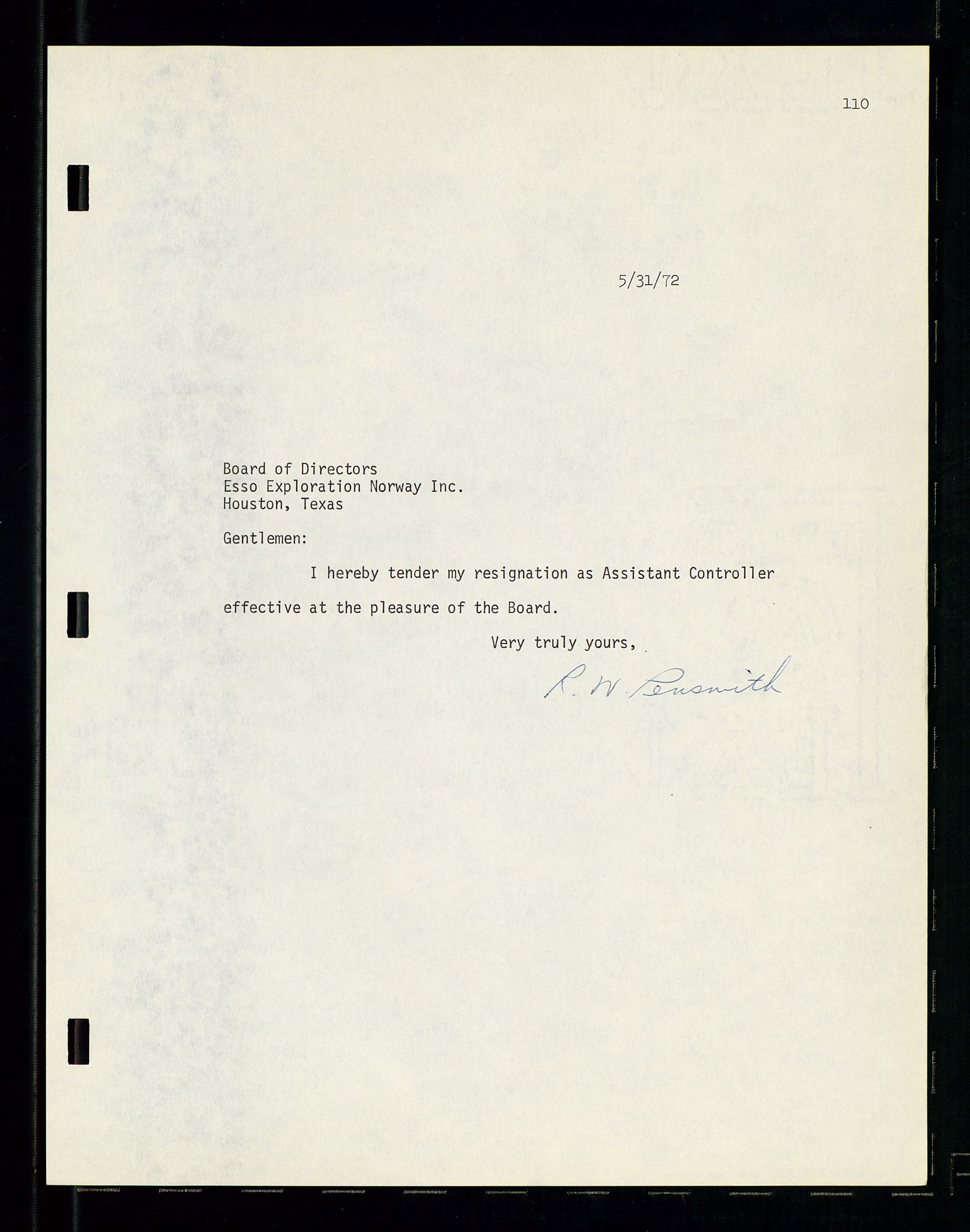 Pa 1512 - Esso Exploration and Production Norway Inc., AV/SAST-A-101917/A/Aa/L0001/0001: Styredokumenter / Corporate records, By-Laws, Board meeting minutes, Incorporations, 1965-1975, p. 110