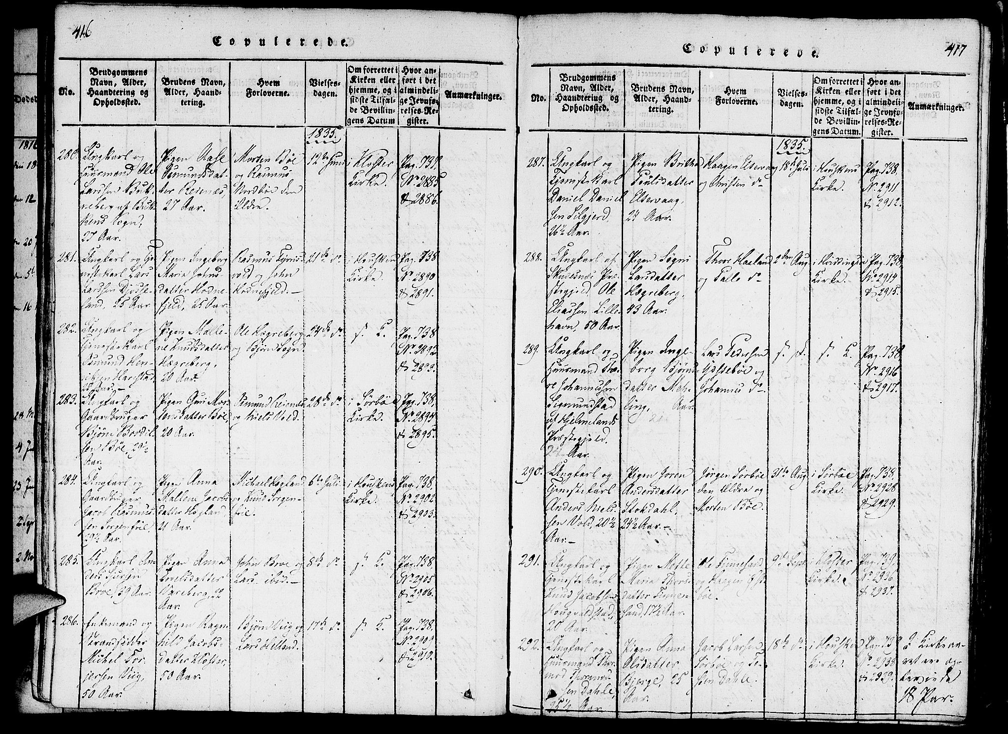 Rennesøy sokneprestkontor, SAST/A -101827/H/Ha/Haa/L0004: Parish register (official) no. A 4, 1816-1837, p. 416-417
